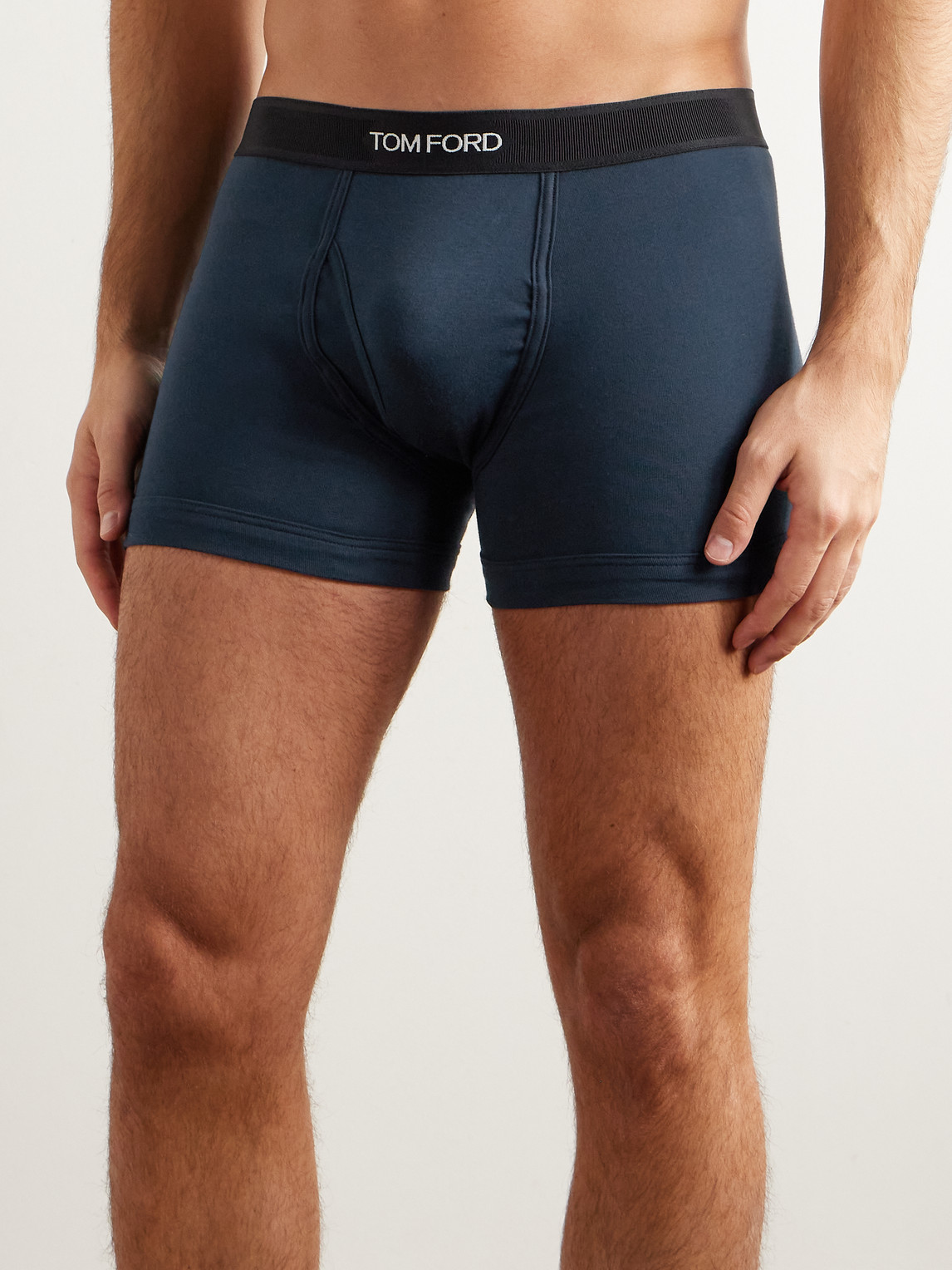 Shop Tom Ford Stretch-cotton Jersey Boxer Briefs In Blue