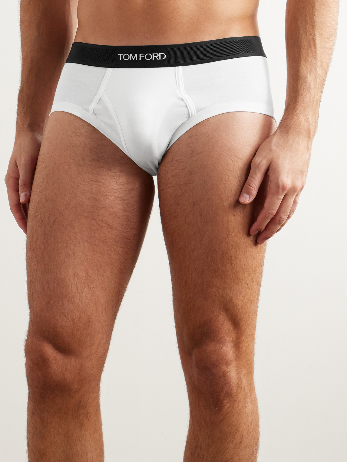 Shop Tom Ford Two-pack Stretch Cotton And Modal-blend Briefs In White