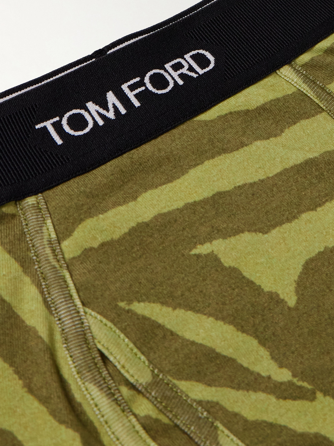 Shop Tom Ford Zebra-print Stretch-cotton Boxer Briefs In Green