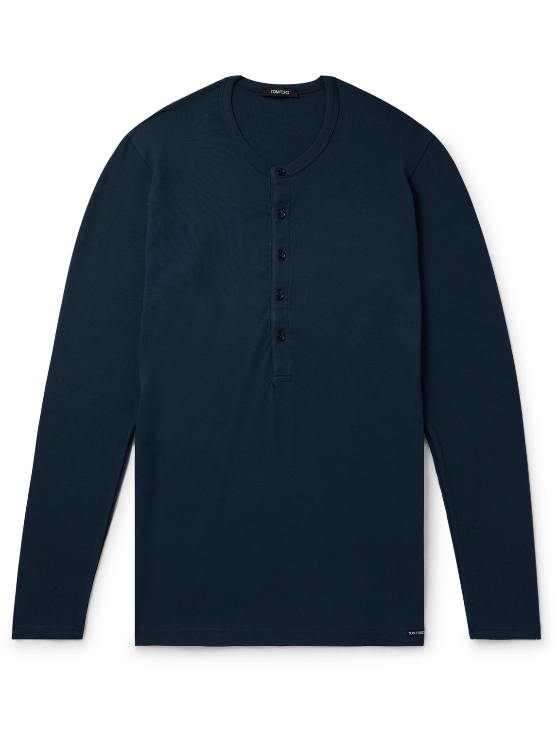 Tom Ford Stretch-cotton Jersey Henley Pyjama T-shirt In Blue