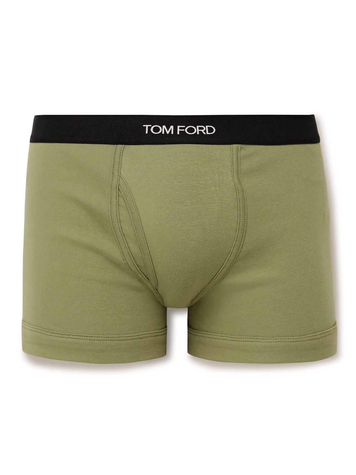 Shop Tom Ford Stretch-cotton Boxer Briefs In Green
