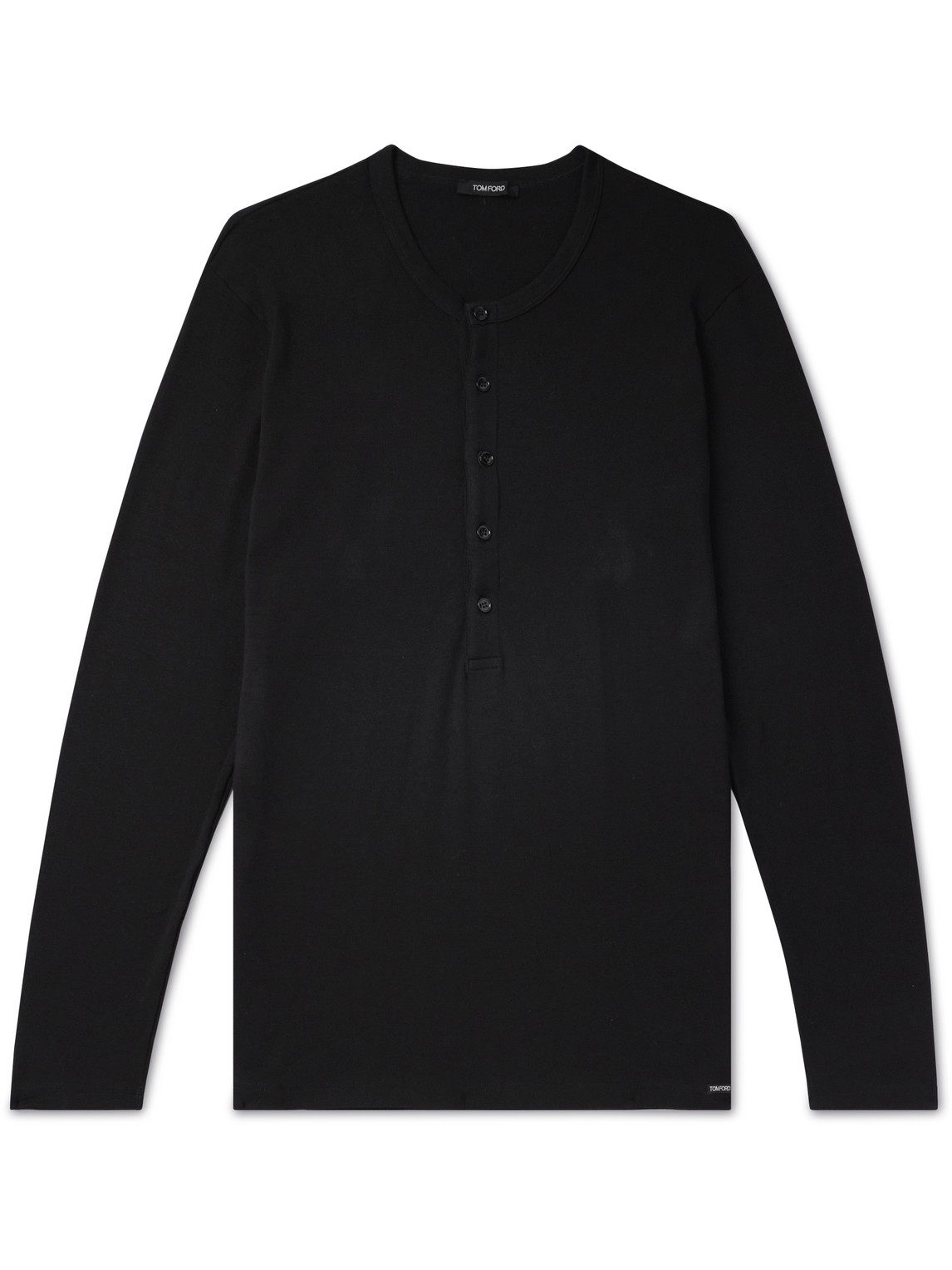 Tom Ford Stretch-cotton Jersey Henley Pyjama T-shirt In Black