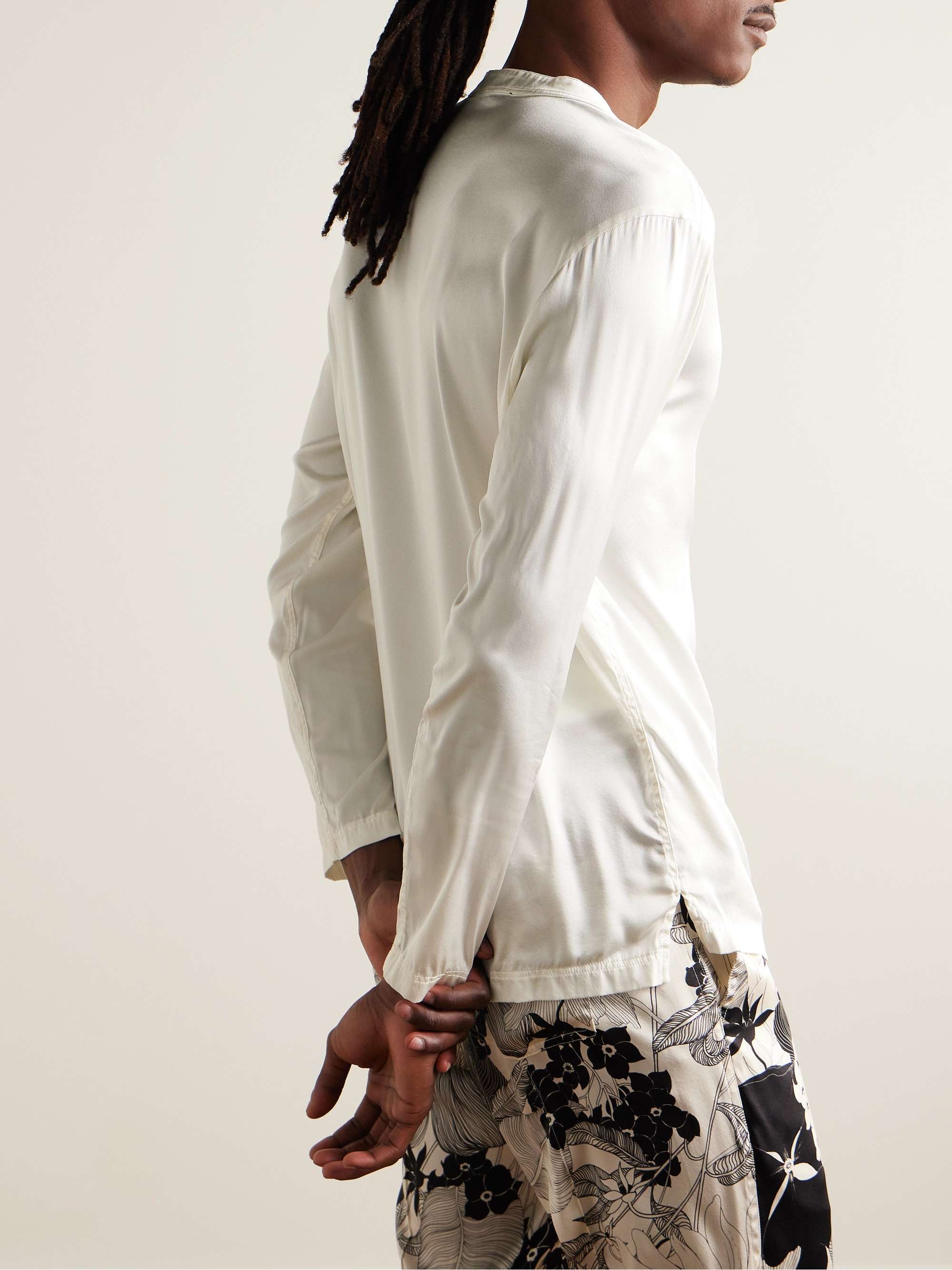 TOM FORD Stretch-Silk Satin Henley Pyjama Top