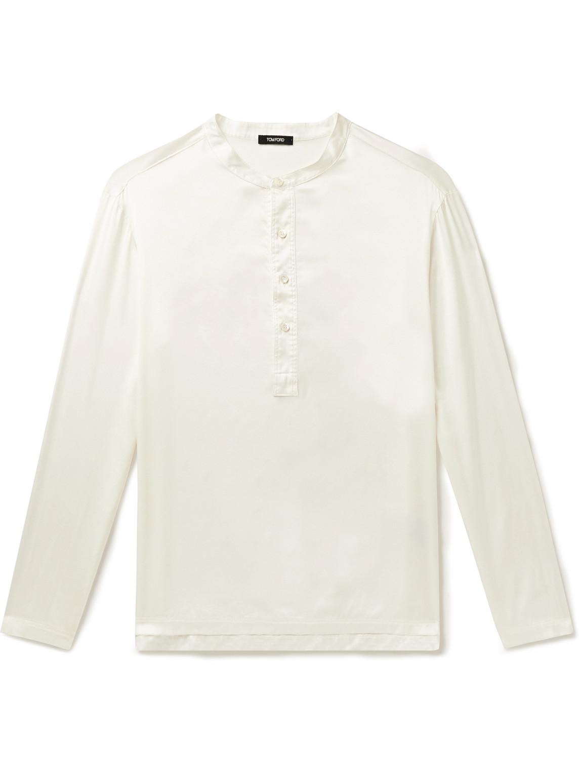 Shop Tom Ford Silk-blend Satin Henley Pyjama Top In Neutrals