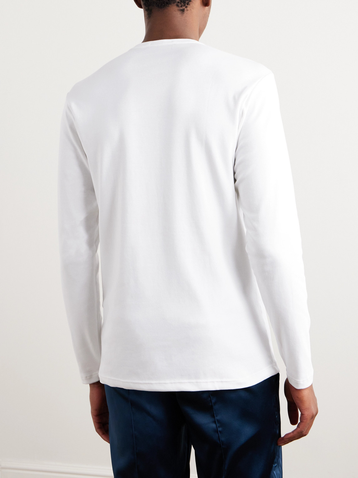 Shop Tom Ford Stretch-cotton Jersey Henley Pyjama T-shirt In White