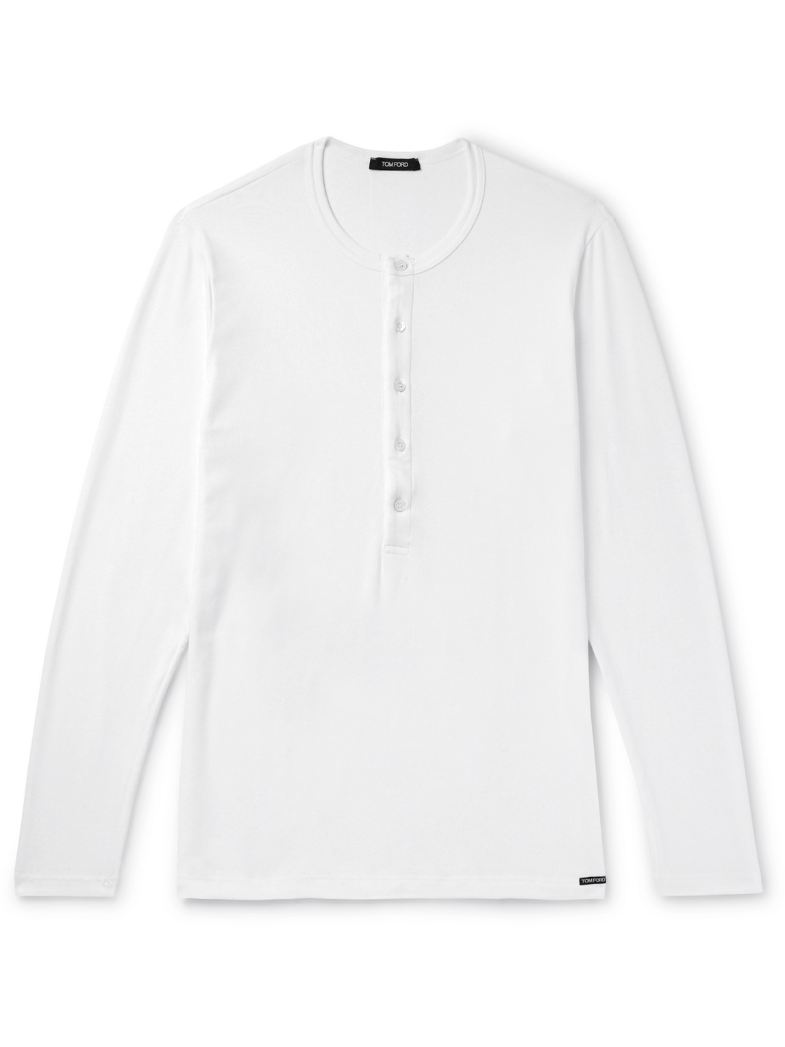 Tom Ford Stretch-cotton Jersey Henley Pyjama T-shirt In White