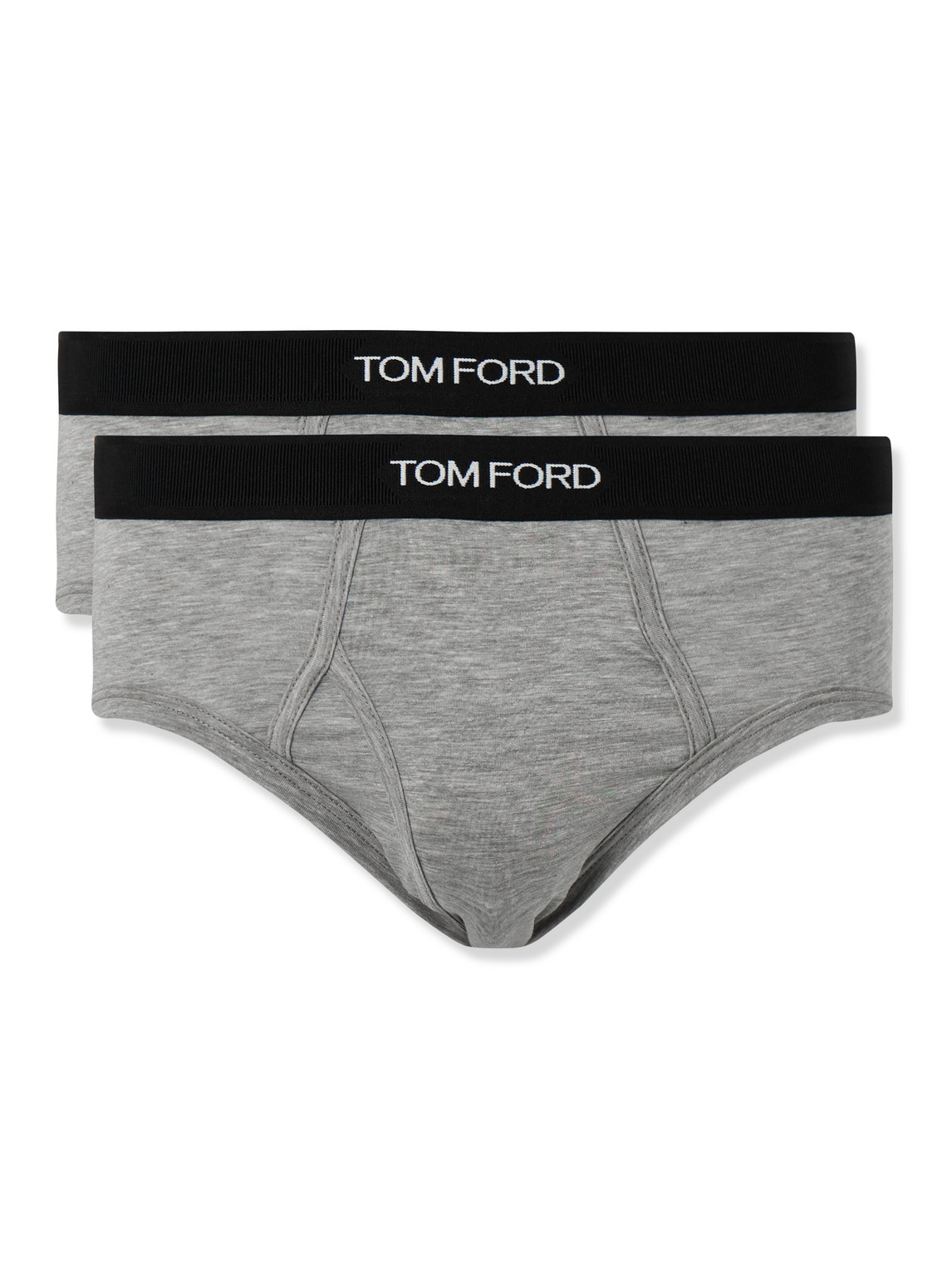 Shop Tom Ford Two-pack Stretch-cotton And Modal-blend Briefs In Gray