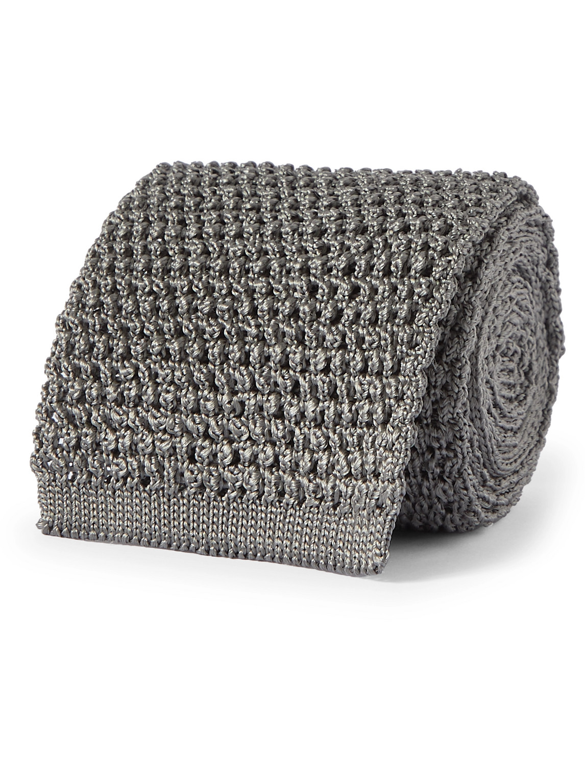 Tom Ford 7.5cm Knitted Silk Tie In Gray