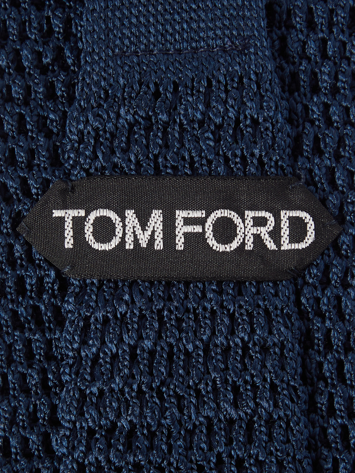 Shop Tom Ford 7.5cm Knitted Silk Tie In Blue