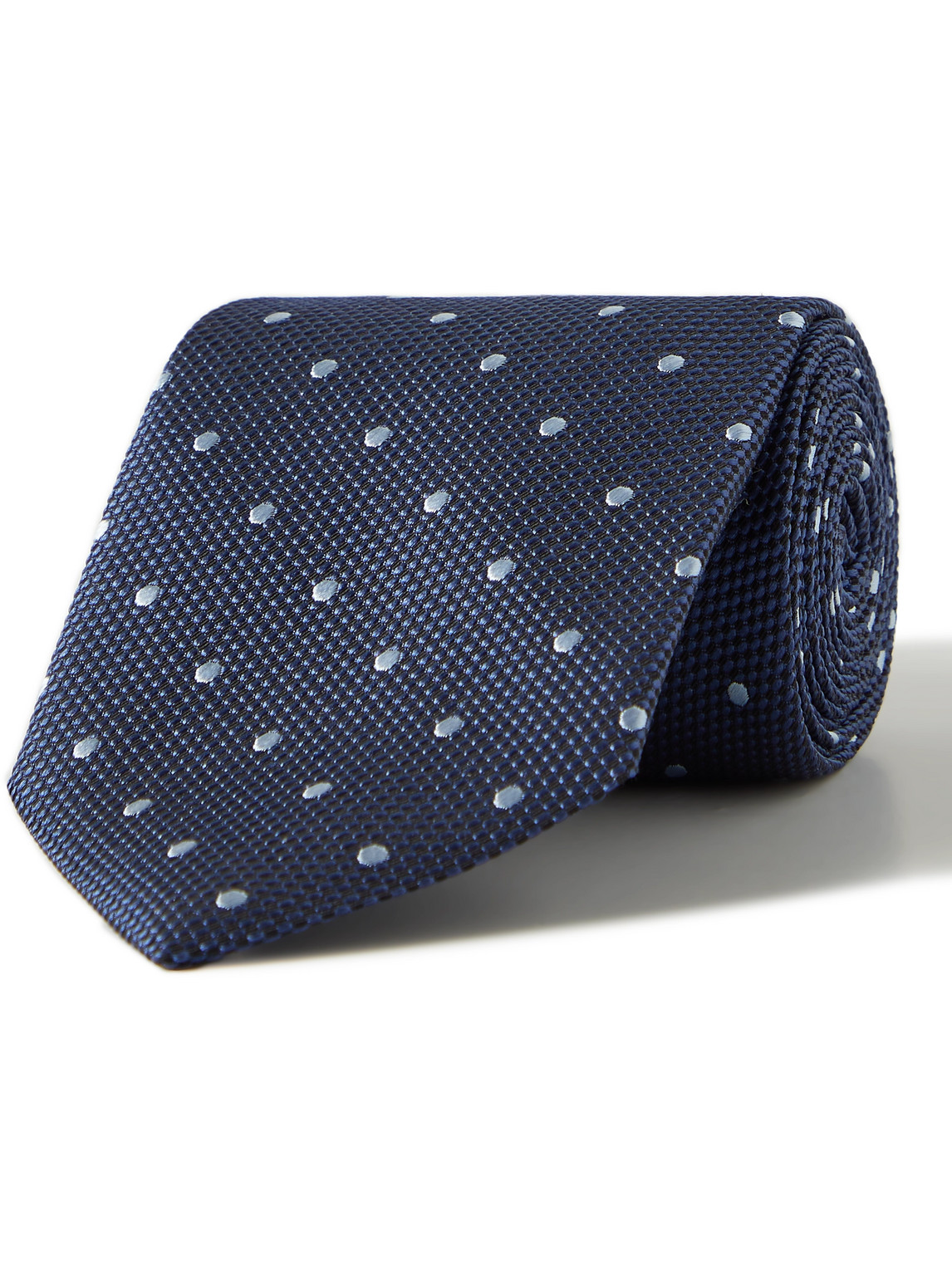 Tom Ford 8cm Polka-dot Silk-jacquard Tie In Blue