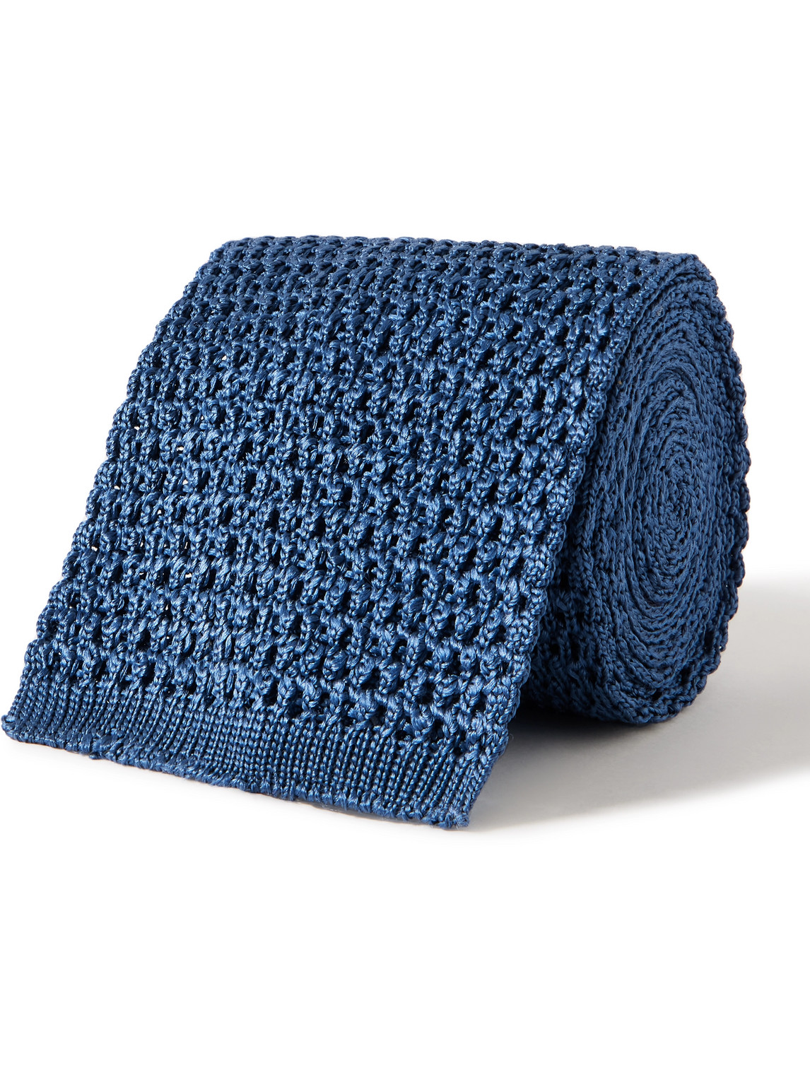 Tom Ford 7.5cm Knitted Silk Tie In Blue