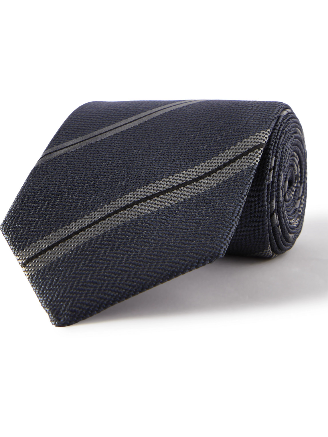 Tom Ford 8cm Striped Silk Tie In Gray