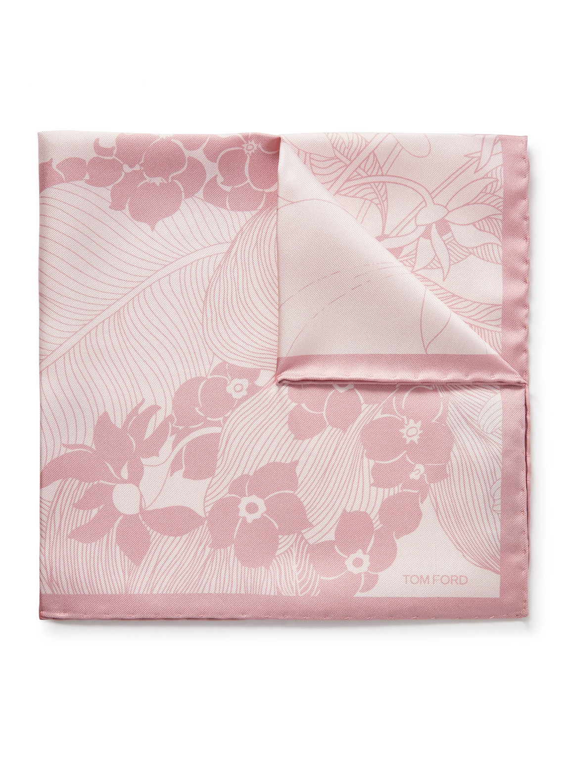 Tom Ford Floral-print Silk-twill Pocket Square In Pink