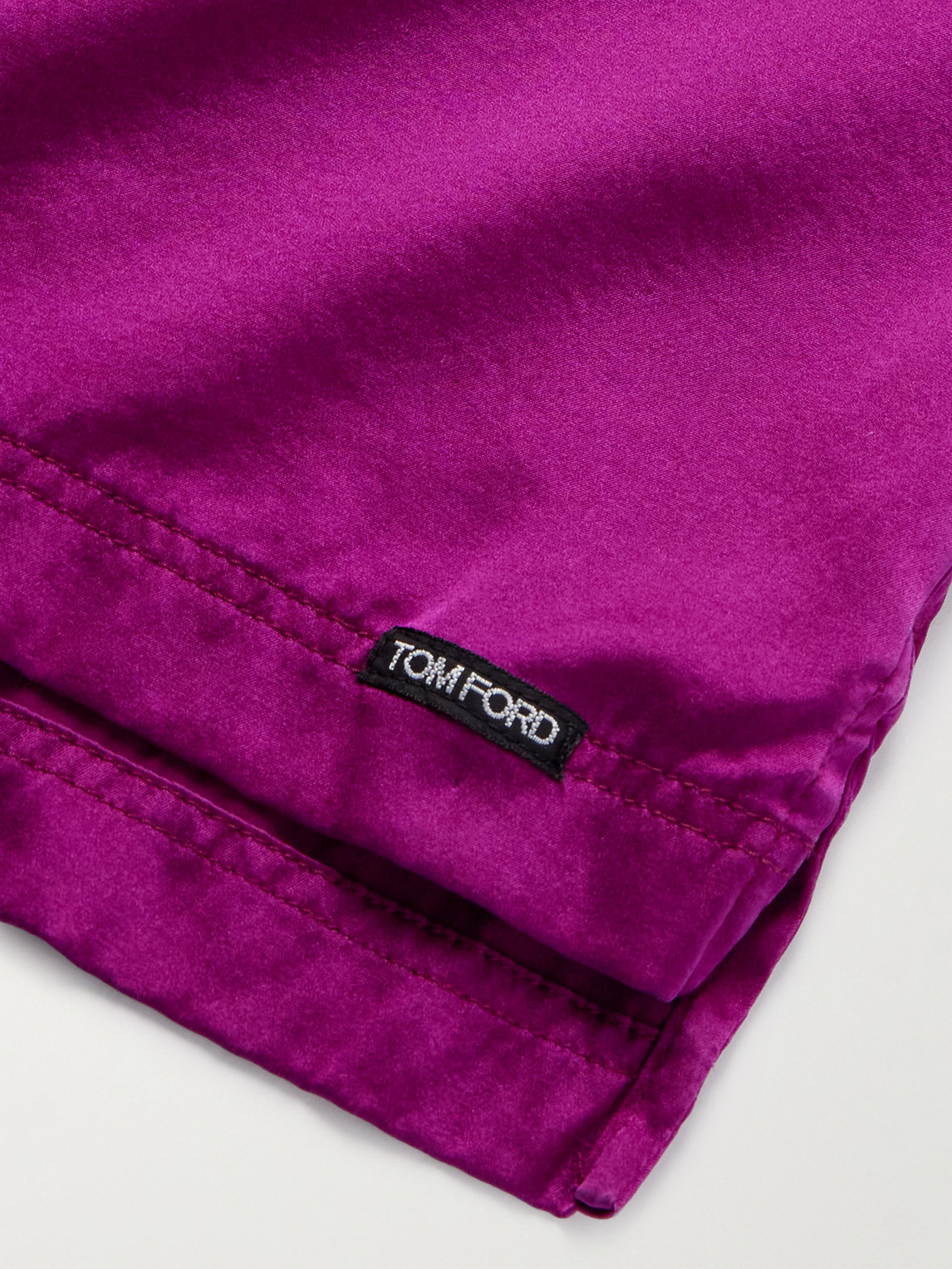 Shop Tom Ford Stretch-silk Satin Henley Pyjama Top In Purple