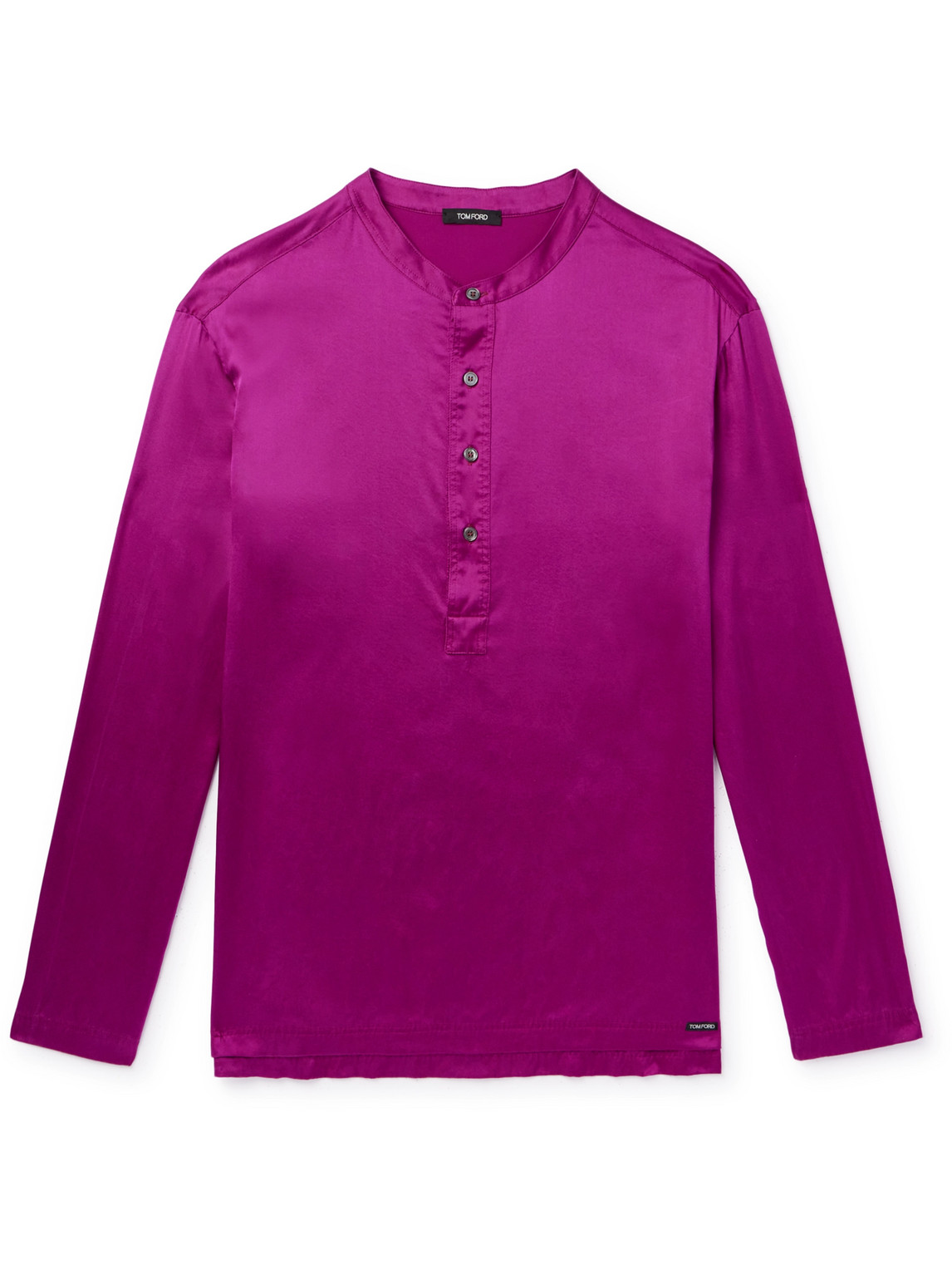 Tom Ford Stretch-silk Satin Henley Pyjama Top In Purple