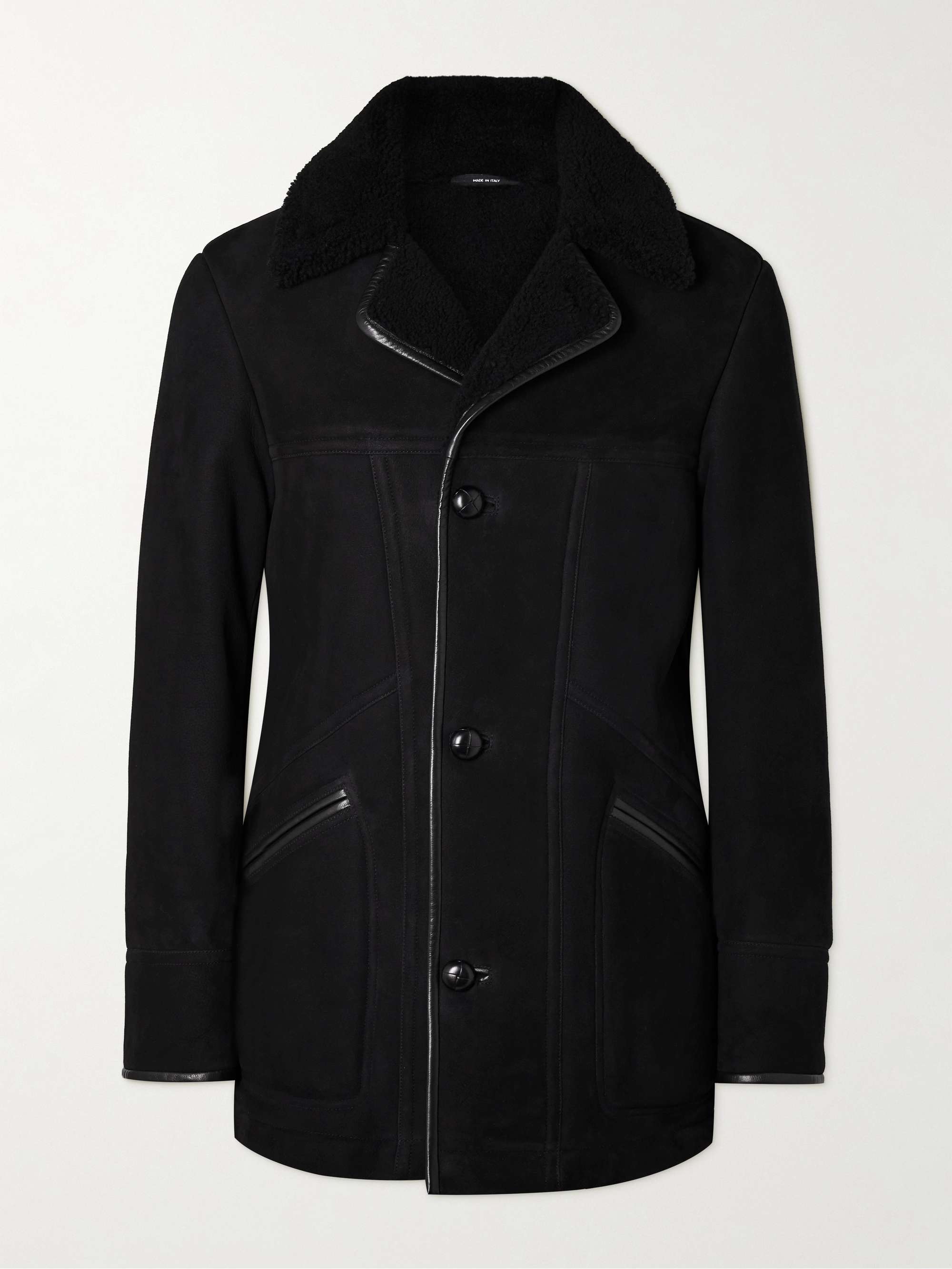 TOM FORD Leather-Trimmed Shearling Peacoat for Men | MR PORTER