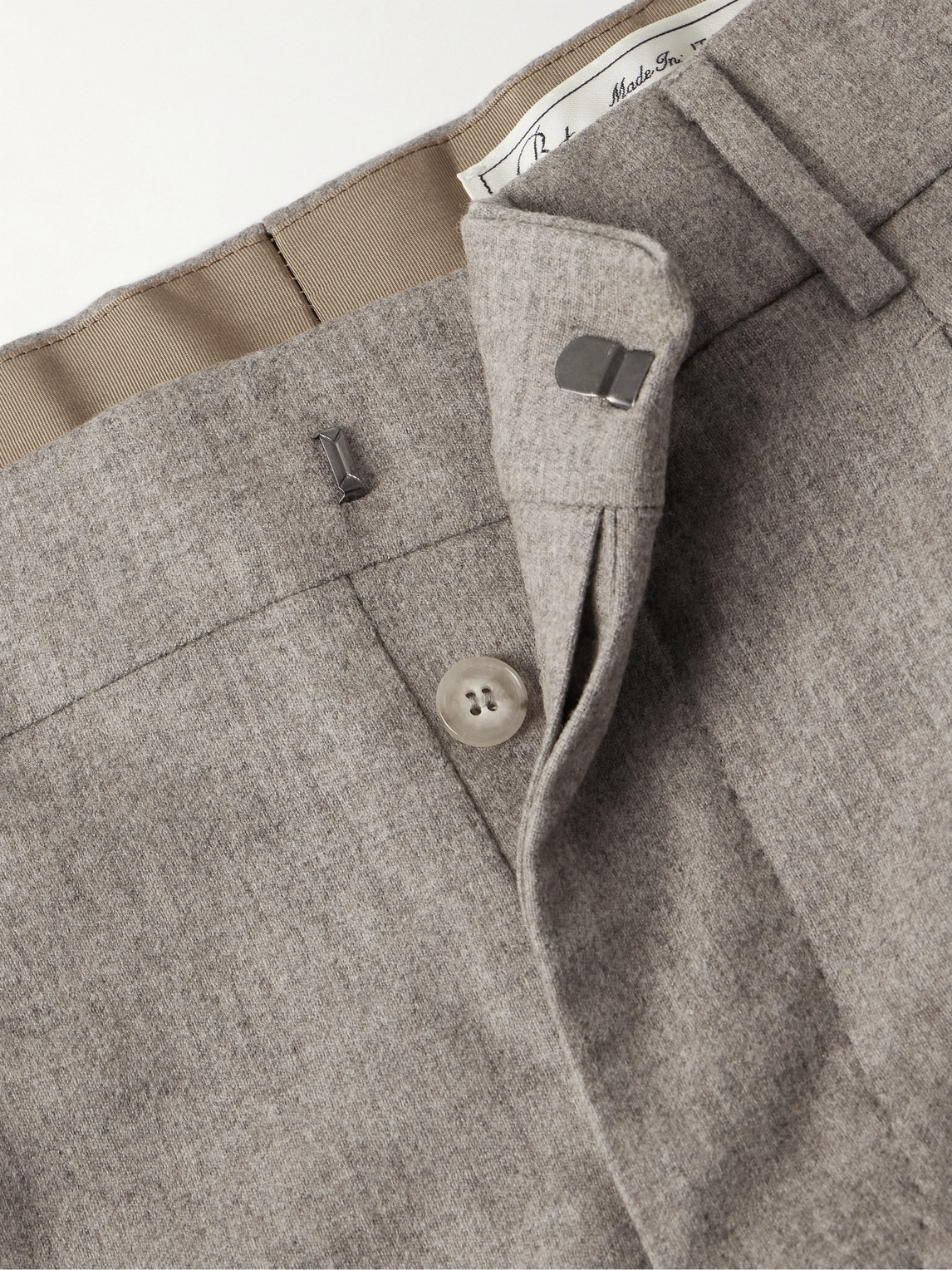 Shop Umit Benan B+ Slim-fit Pleated Virgin Wool And Cashmere-blend Suit Trousers In Brown