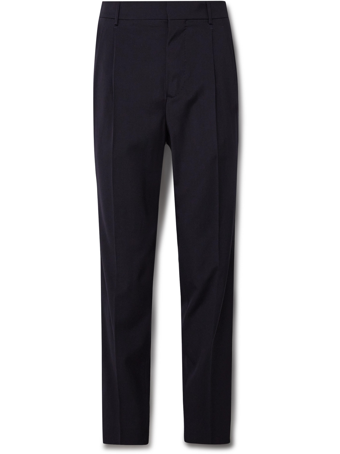 Umit Benan B+ Pleated Straight-leg Wool Suit Trousers In Blue