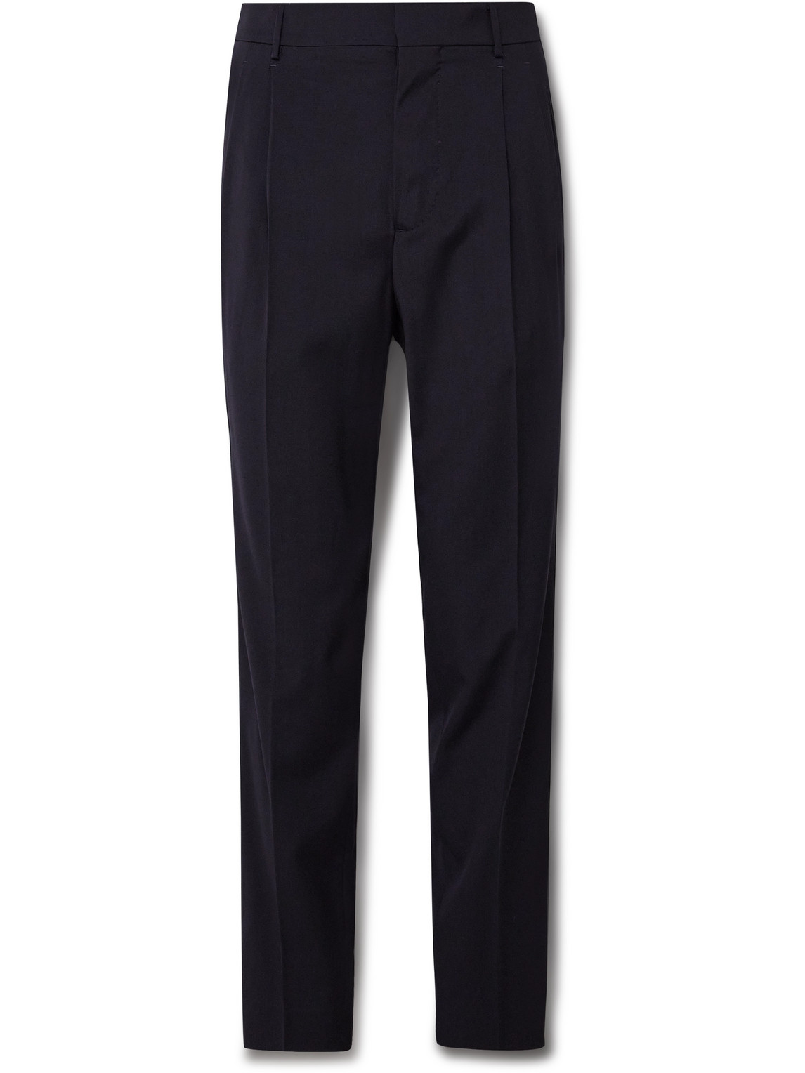 Pleated Straight-Leg Wool Suit Trousers