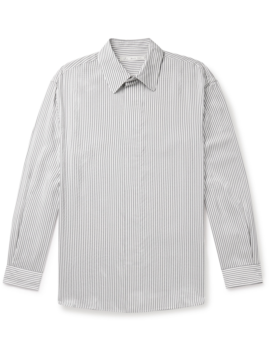 Umit Benan B+ Striped Silk Shirt In Grey