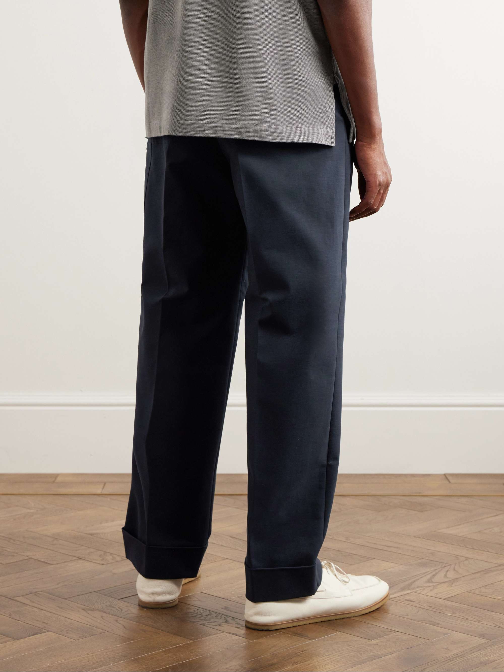 UMIT BENAN B+ Straight-Leg Pleated Cotton Trousers for Men | MR PORTER
