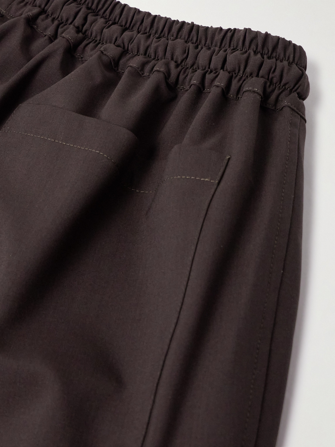 Shop Umit Benan B+ Straight-leg Virgin Wool Drawstring Trousers In Brown