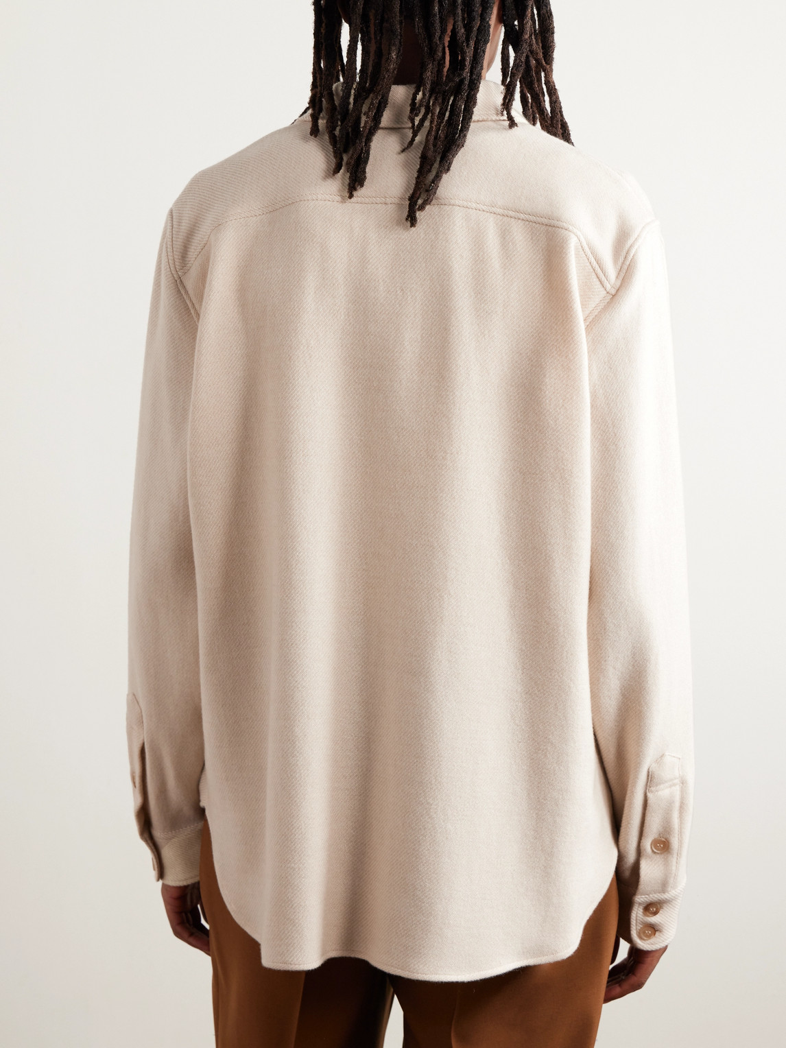 Shop Umit Benan B+ Wool, Silk And Cashmere-blend Shirt In Neutrals