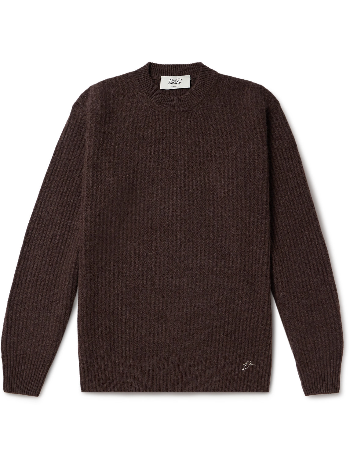 Valstar Logo-embroidered Ribbed Cashmere Sweater In Brown