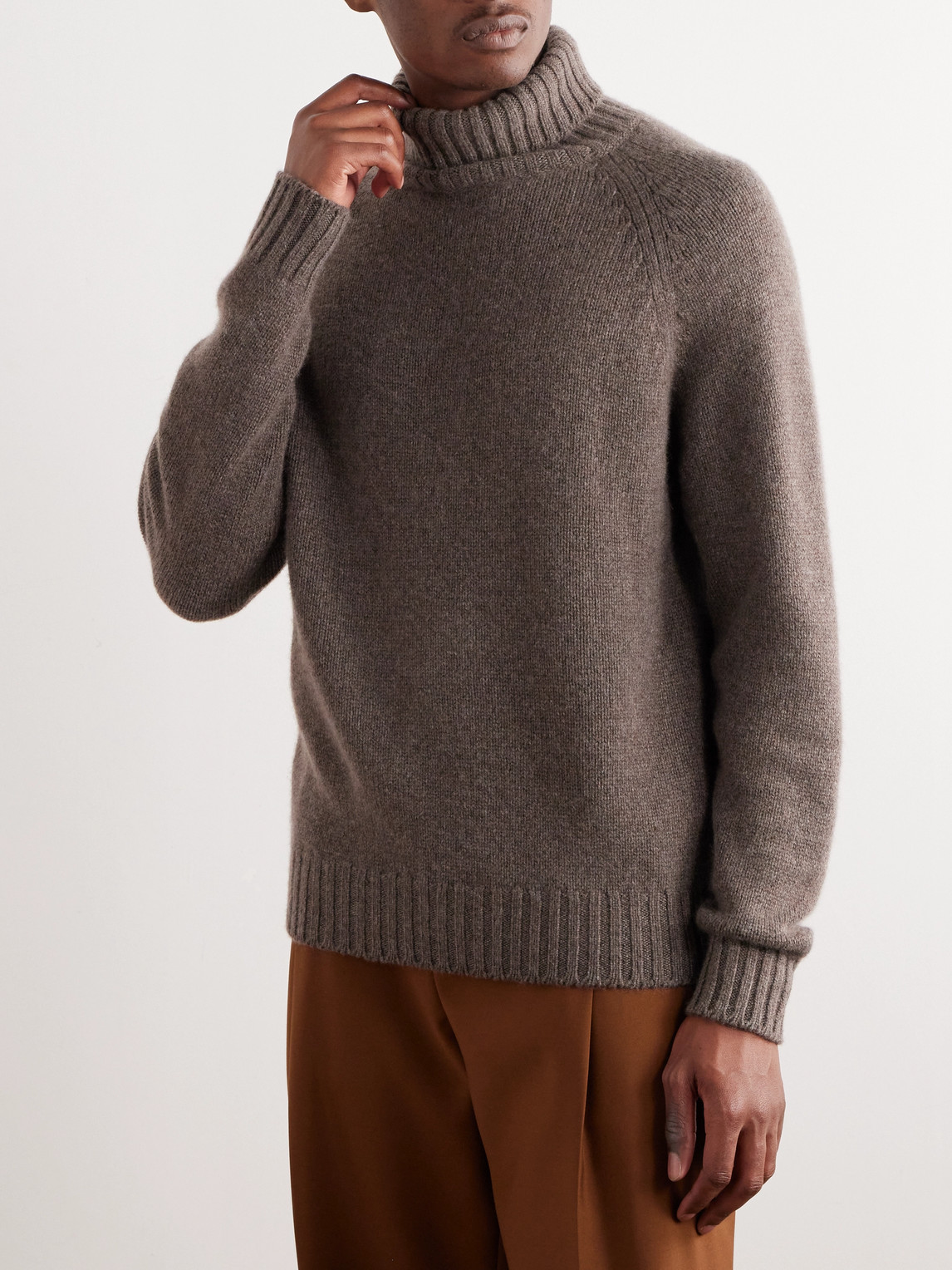 Shop Umit Benan B+ Cashmere Rollneck Sweater In Brown