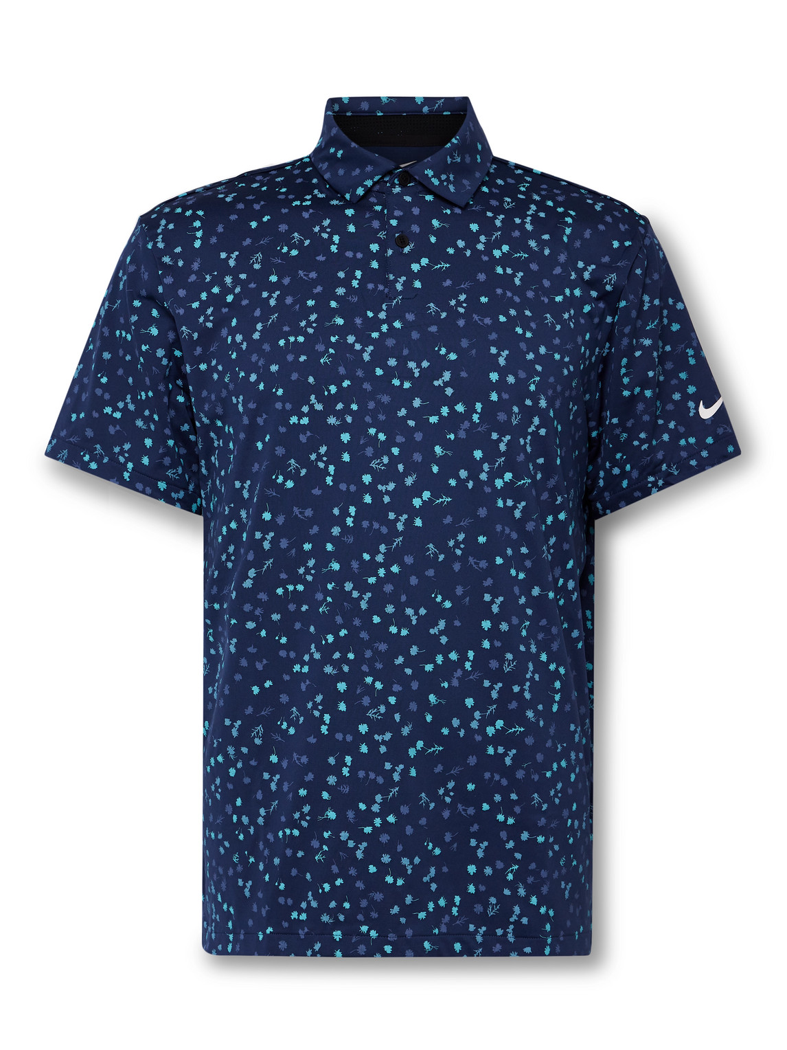 Nike Tour Floral-print Dri-fit Golf Polo Shirt In Blue