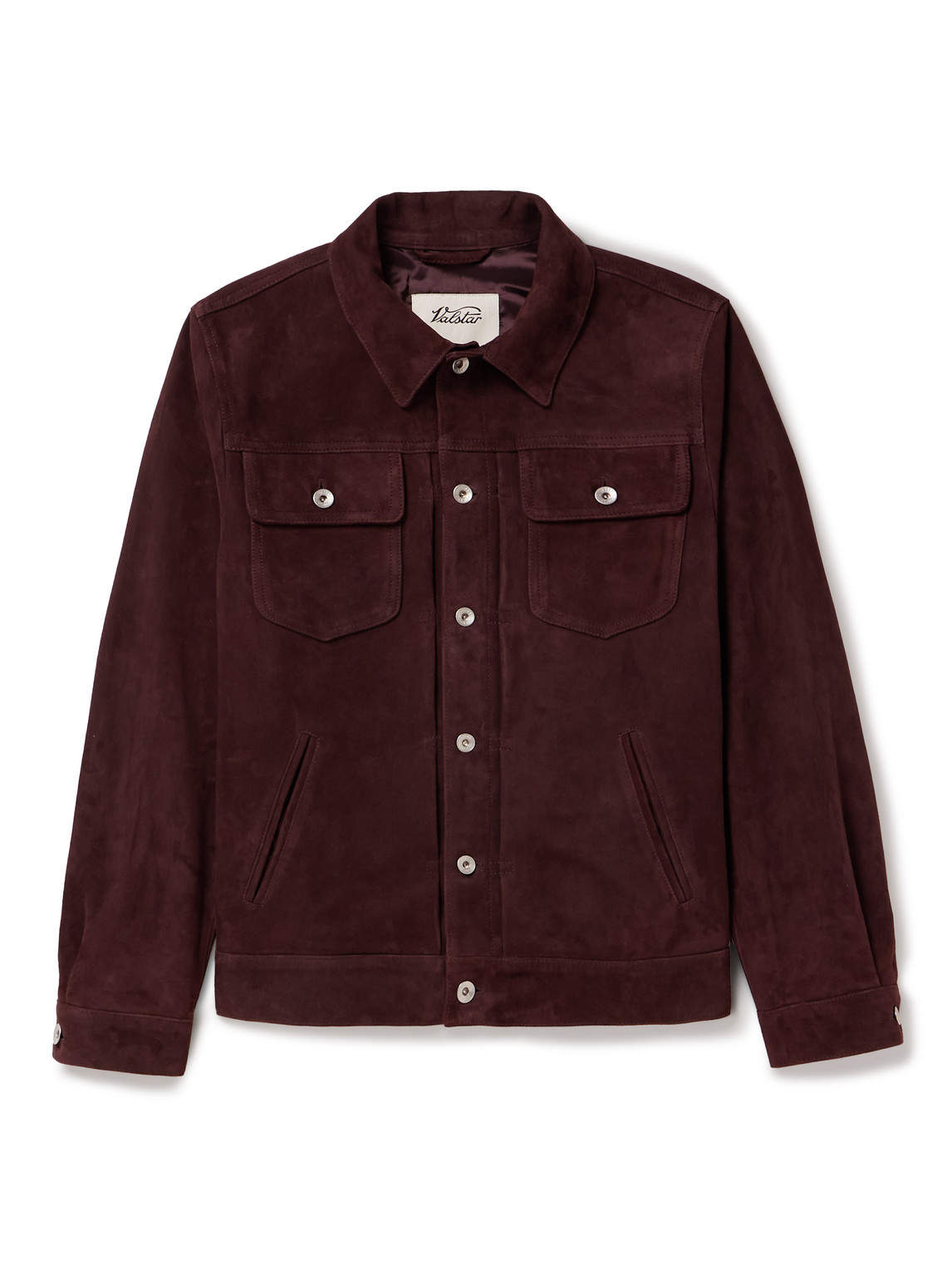 Valstar Suede Trucker Jacket In Burgundy