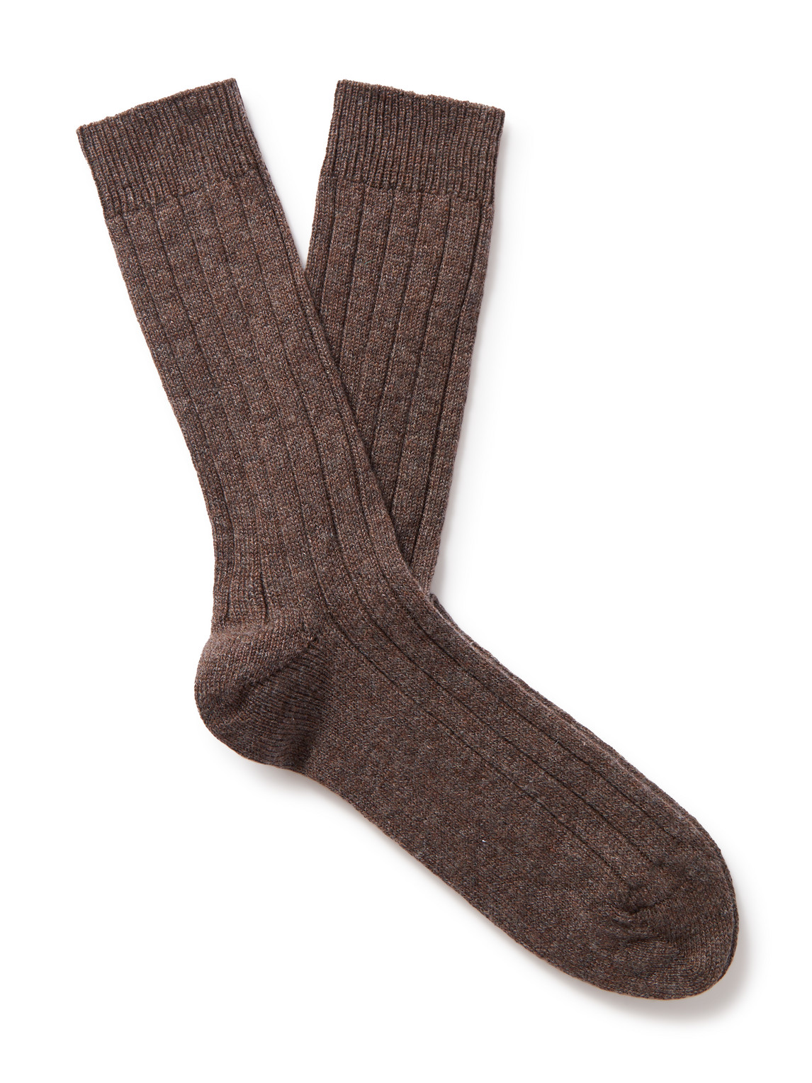 William Lockie Ribbed Cashmere-blend Socks In Brown