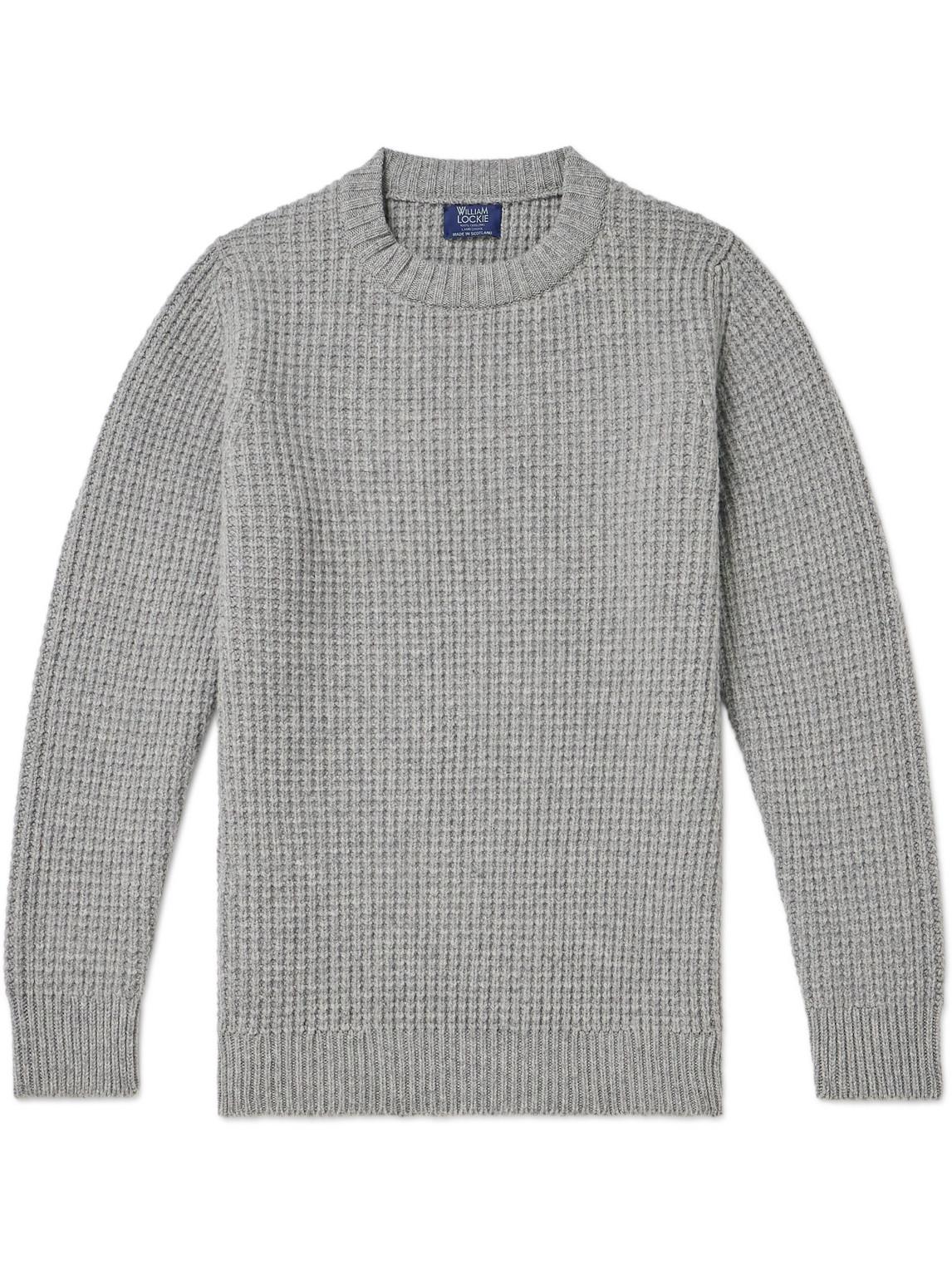 William Lockie Cliveden Waffle-knit Wool Jumper In Grey