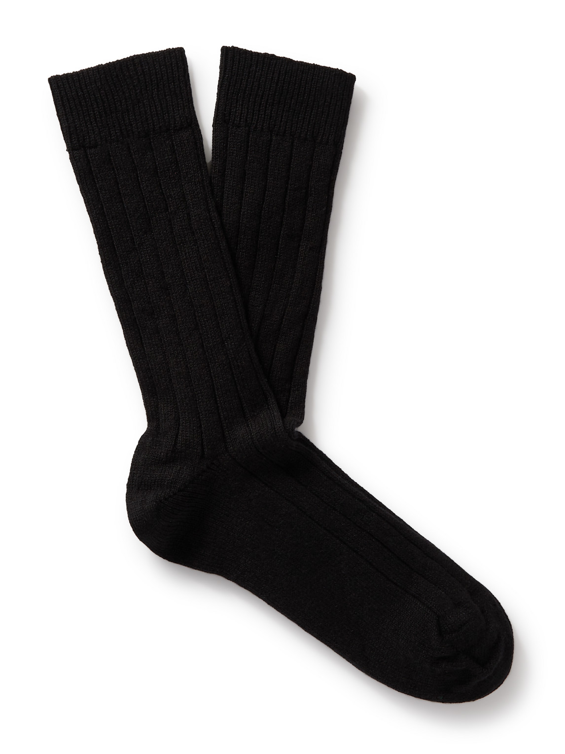 William Lockie Ribbed Cashmere-blend Socks In Black
