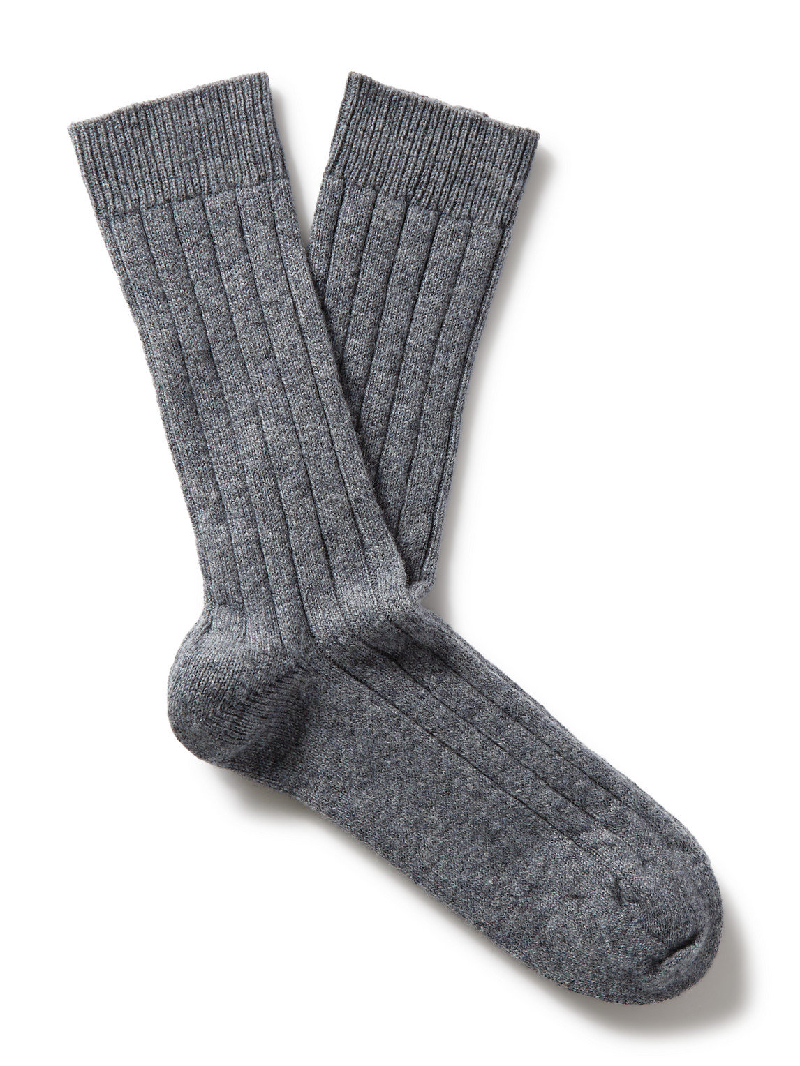 William Lockie Ribbed Cashmere-blend Socks In Grey