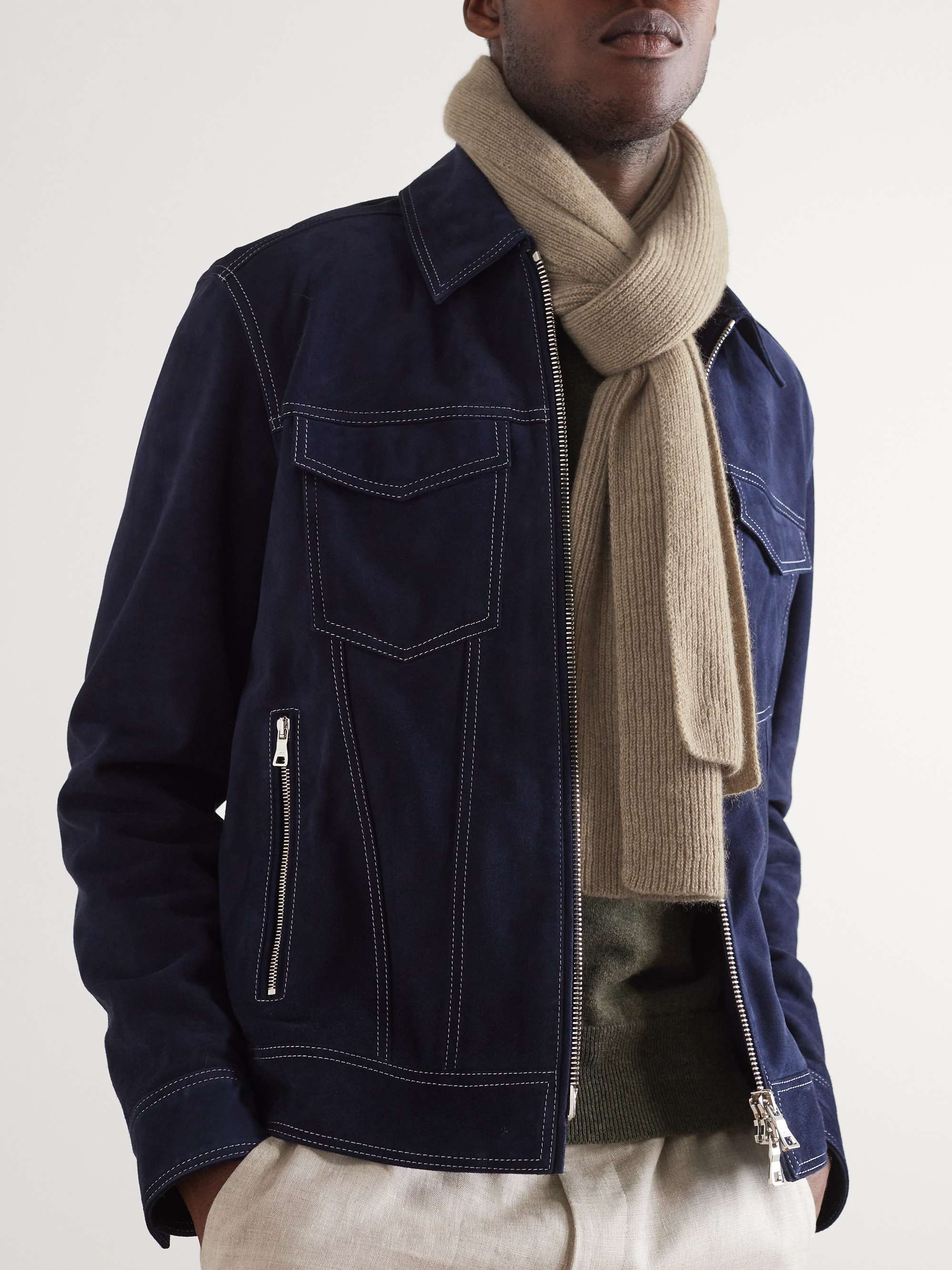 WILLIAM LOCKIE Ribbed Cashmere Scarf