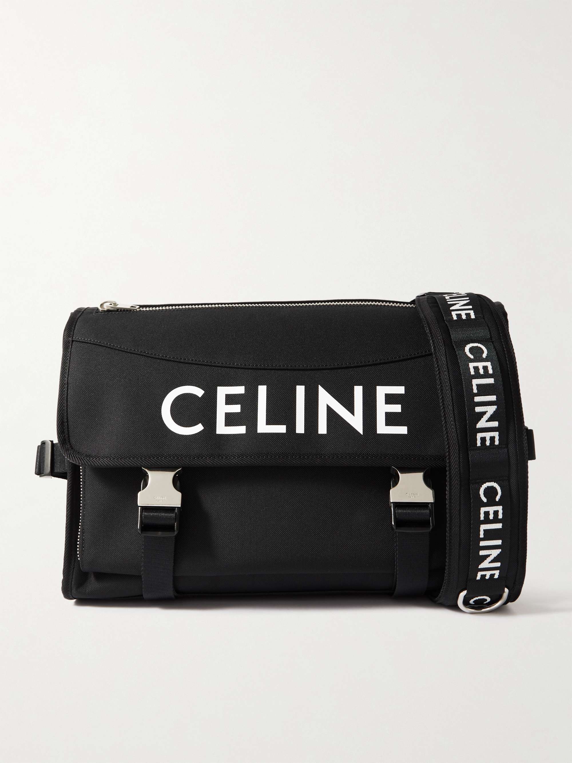 CELINE HOMME Large Webbing-Trimmed Logo-Print Nylon-Canvas Messenger ...