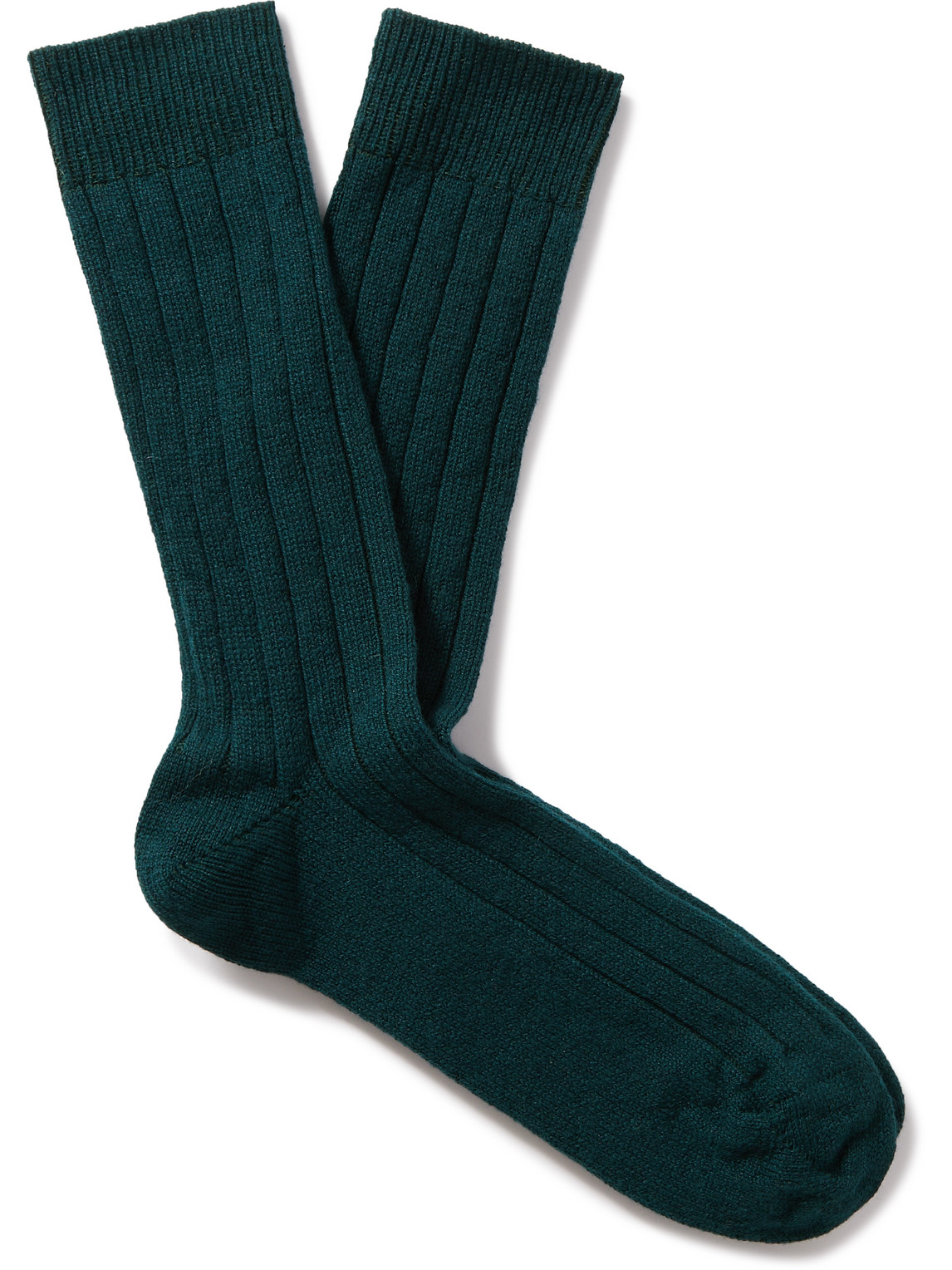 William Lockie Ribbed Cashmere-blend Socks In Green