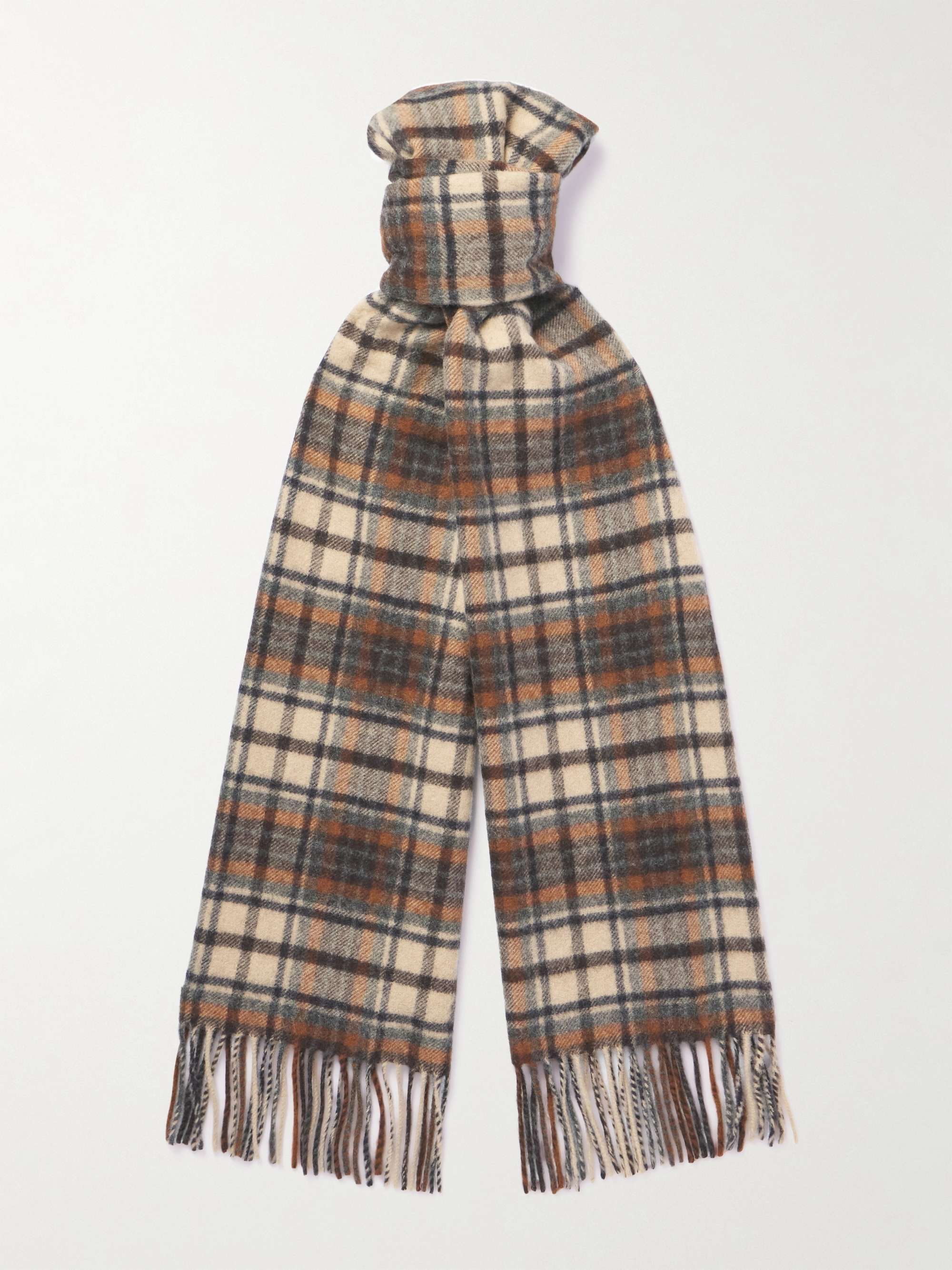 CELINE HOMME Fringed Checked Cashmere Scarf for Men | MR PORTER