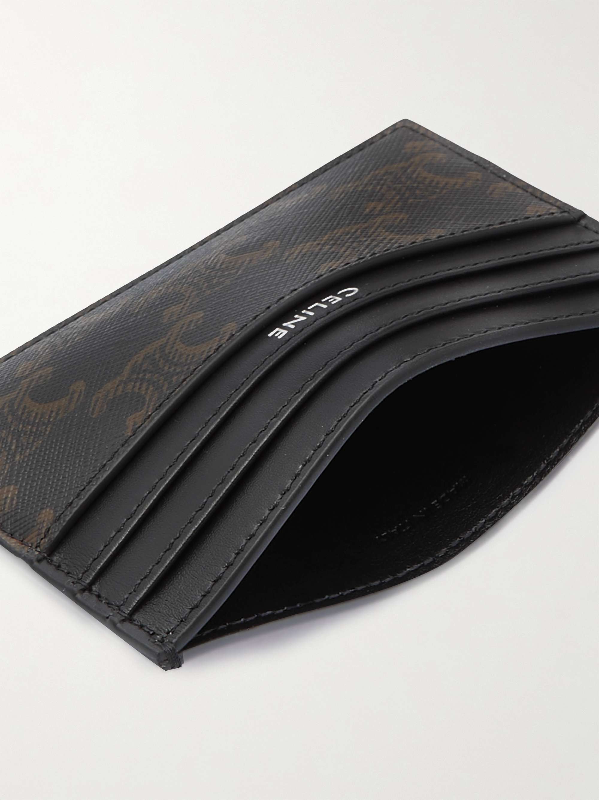 Celine Homme Triomphe Leather-trimmed Coated-canvas Cardholder - Men - Black Wallets