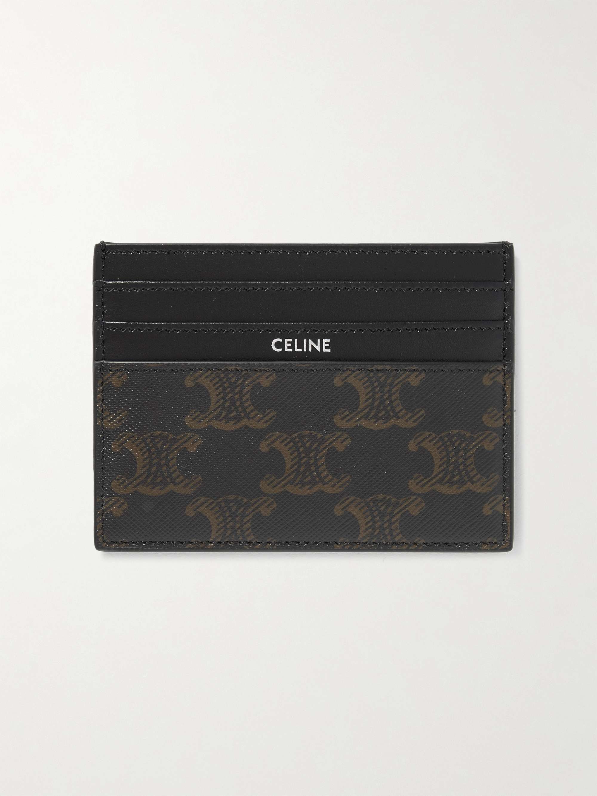 Celine Homme Triomphe Leather-trimmed Coated-canvas Cardholder - Men - Black Wallets