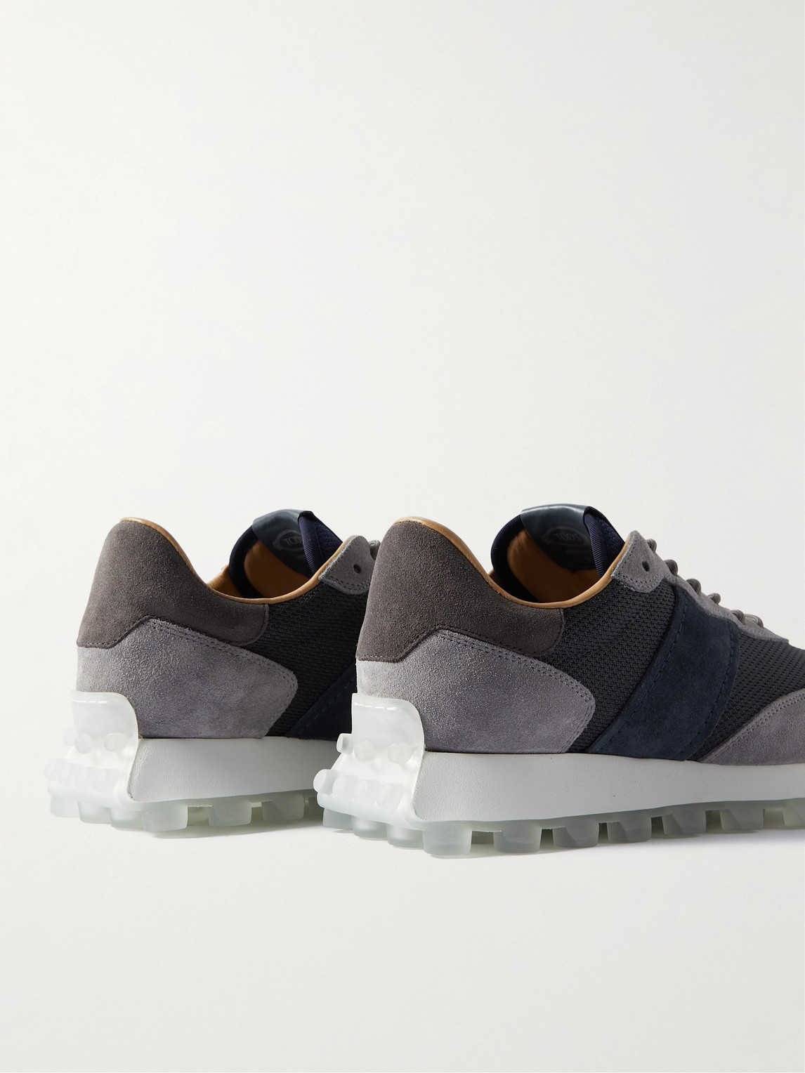 Shop Tod's Allacciata Mesh And Suede Sneakers In Gray