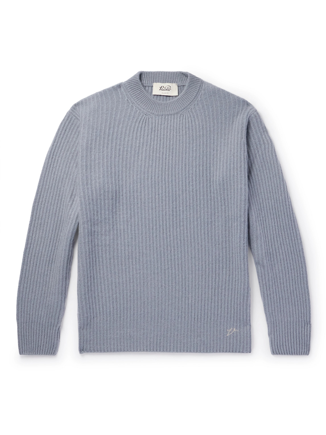 Valstar Logo-embroidered Ribbed Cashmere Sweater In Blue