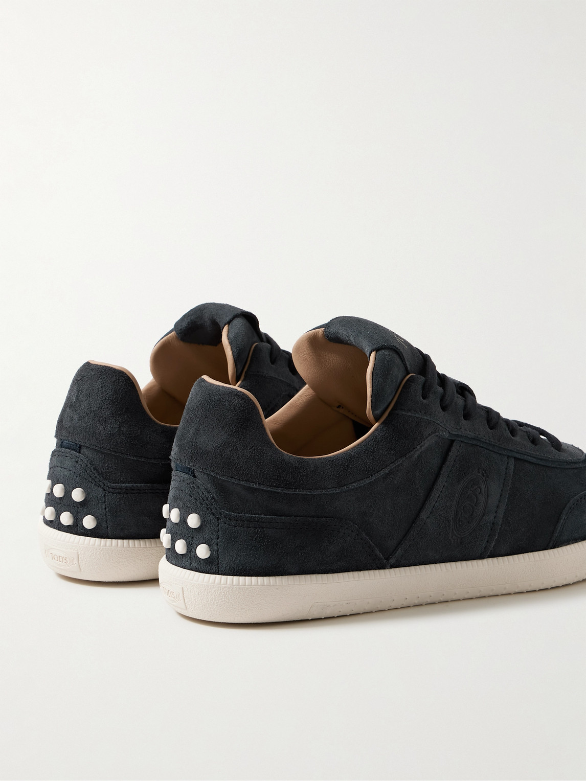 Shop Tod's Rubber-trimmed Suede Sneakers In Blue