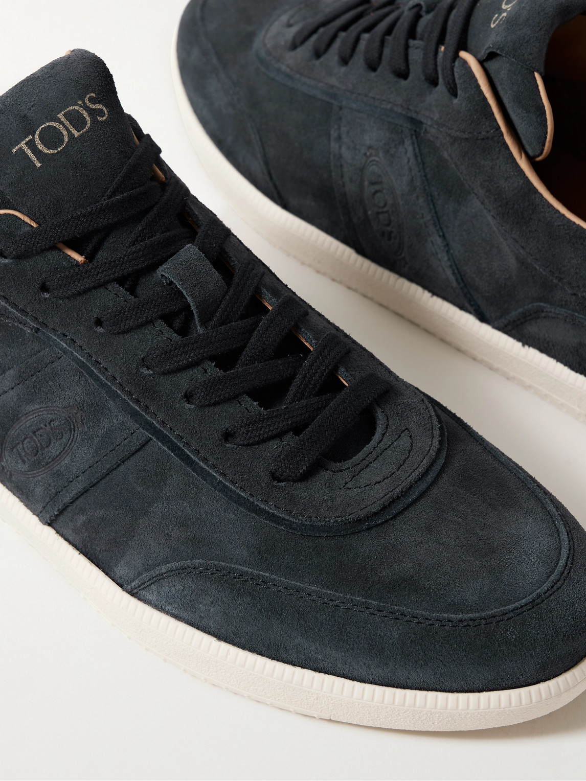 Shop Tod's Rubber-trimmed Suede Sneakers In Blue
