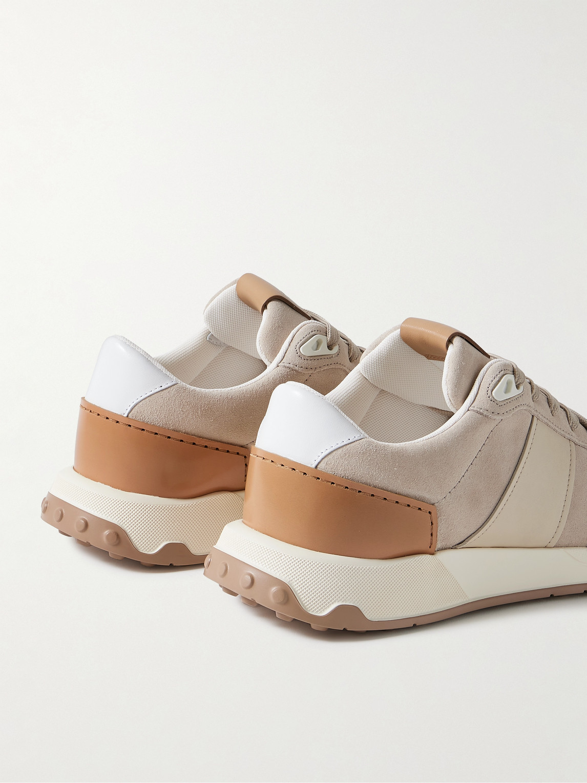 Shop Tod's Leather-trimmed Suede Sneakers In Neutrals