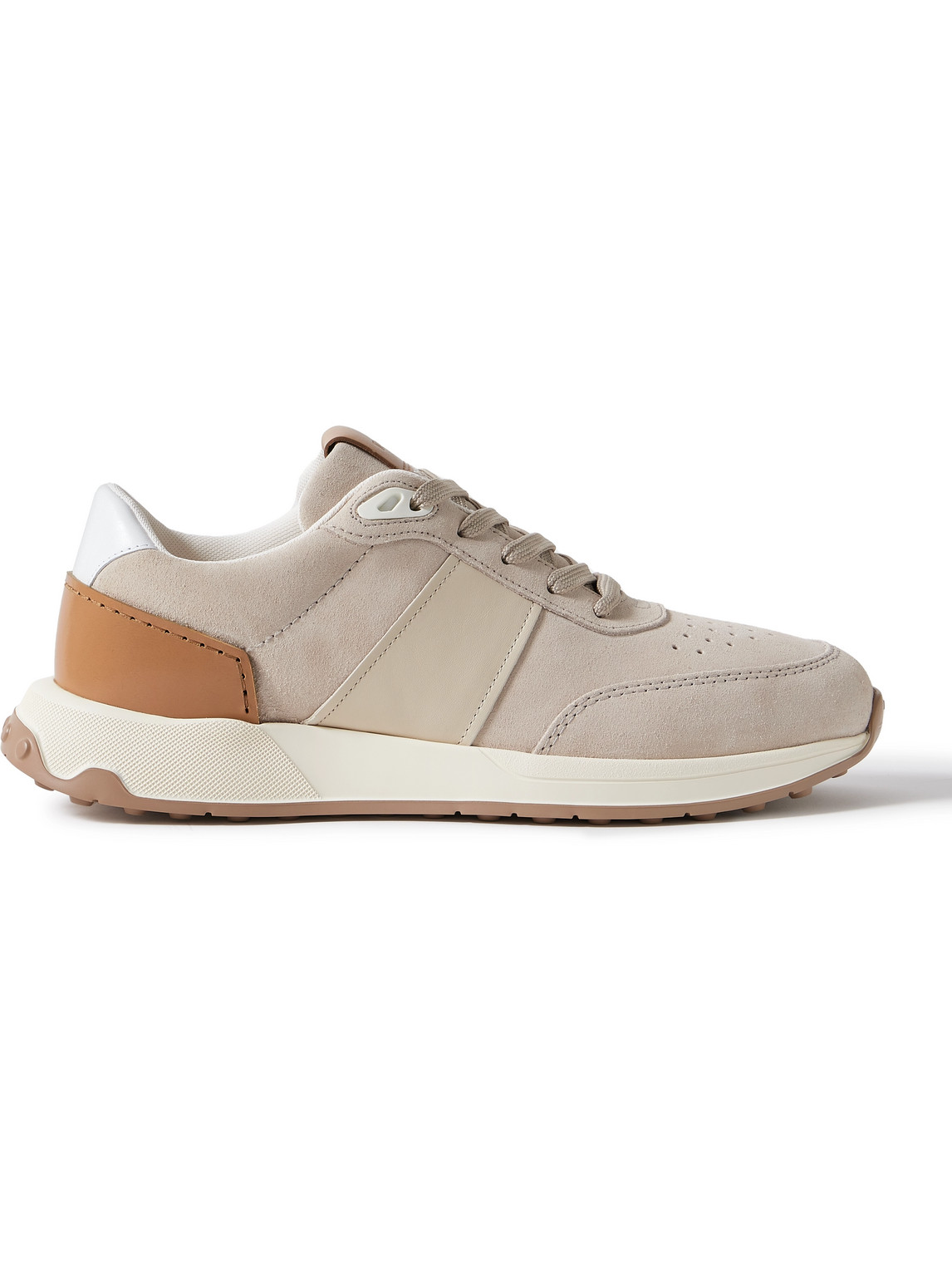 Shop Tod's Leather-trimmed Suede Sneakers In Neutrals