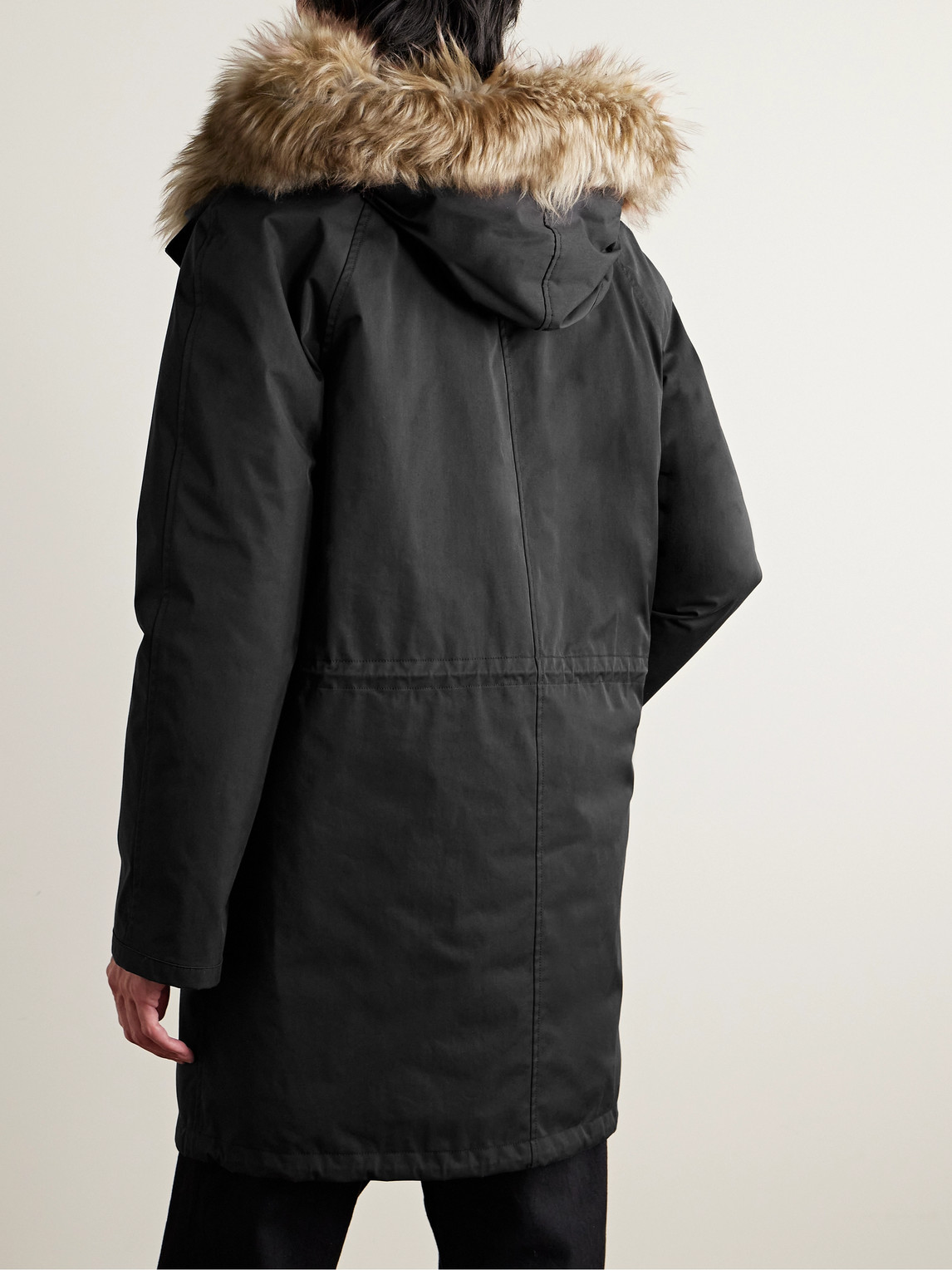 Shop Yves Salomon Iconic Shearling-trimmed Padded Cotton-blend Twill Down Parka In Black