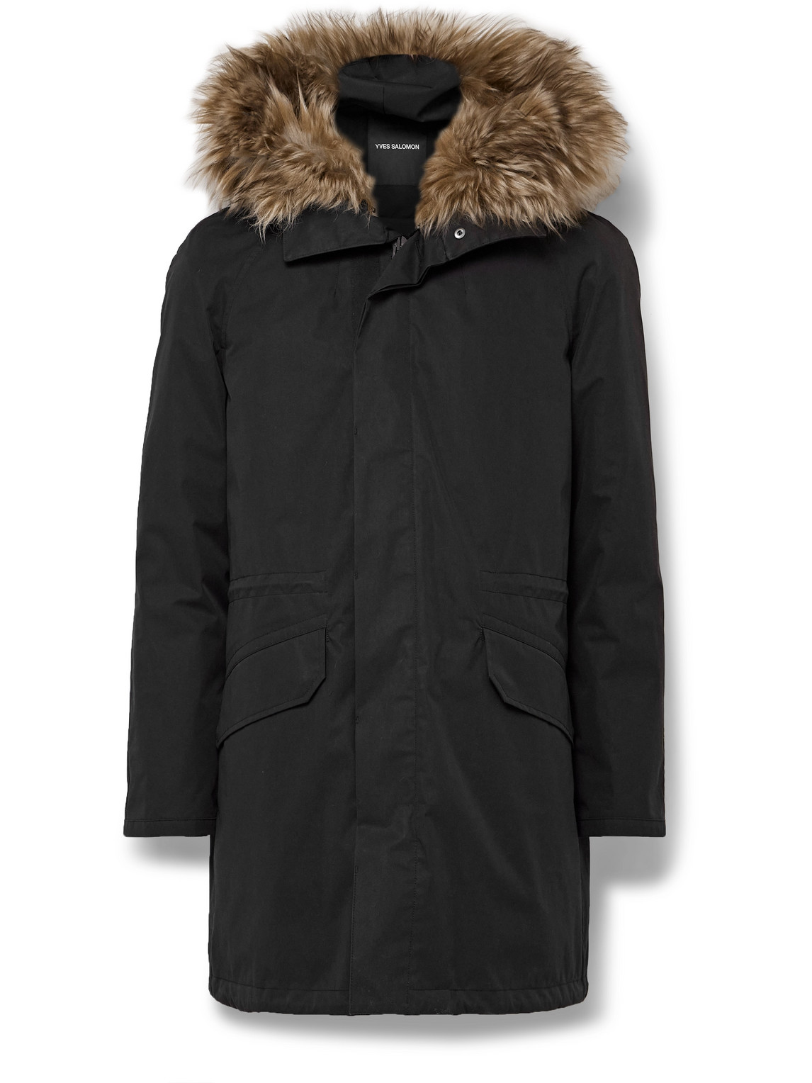 Yves Salomon Iconic Shearling-trimmed Padded Cotton-blend Twill Down Parka In Black