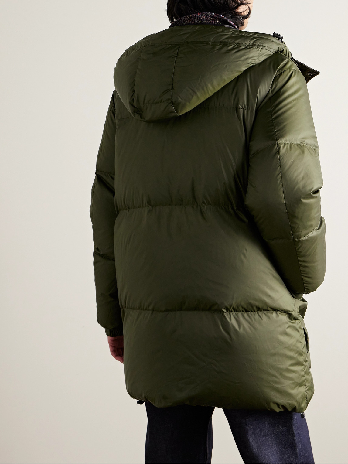 Shop Yves Salomon Reversible Quilted Shell Hooded Down Jacket In Green